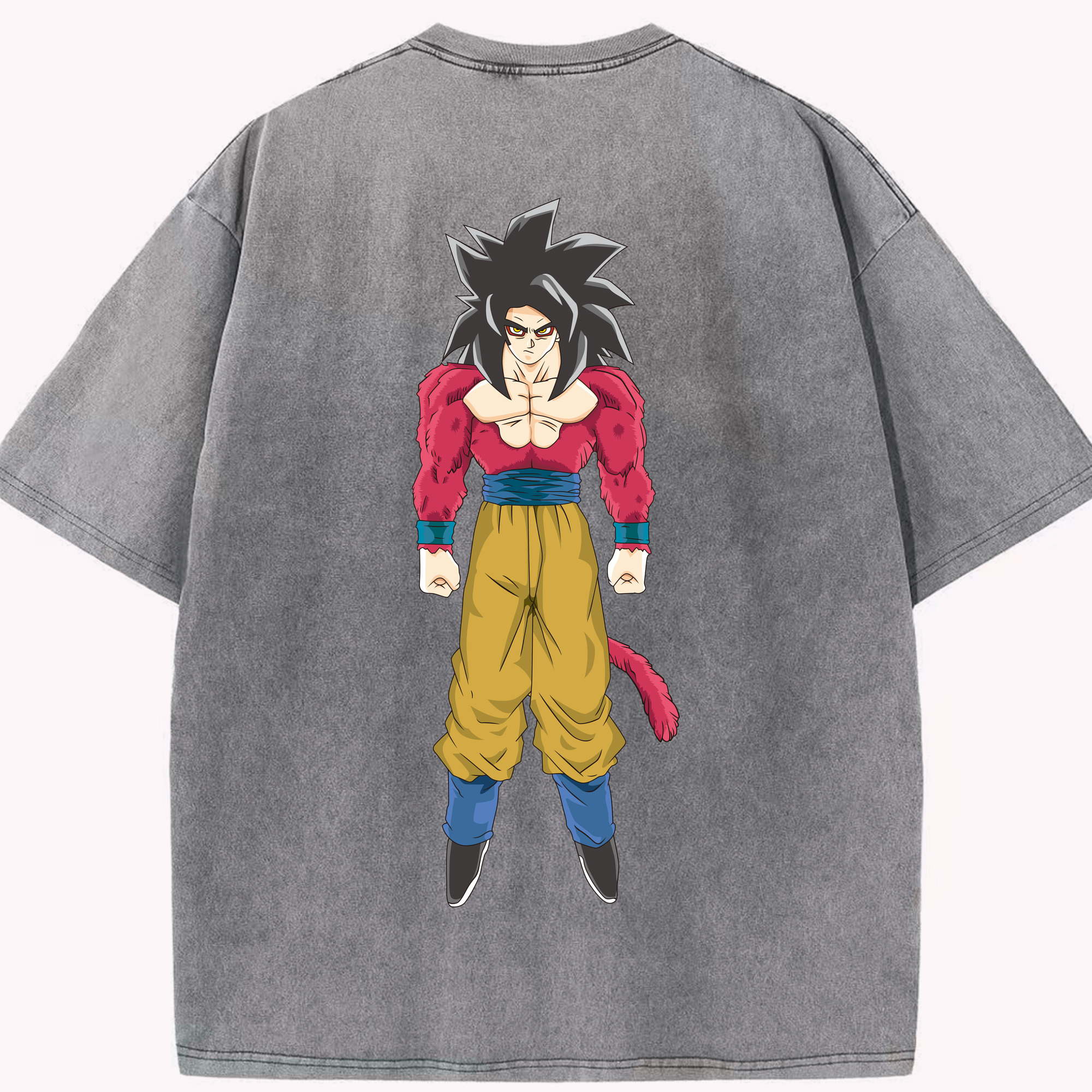 （画像用） ドラゴンボール 孫悟空（そん ごくう）Son Goku カカロット DRAGON BALL Kakarotto 綿100% ヴィンテージ風 半袖Tシャツ（背面プリント）