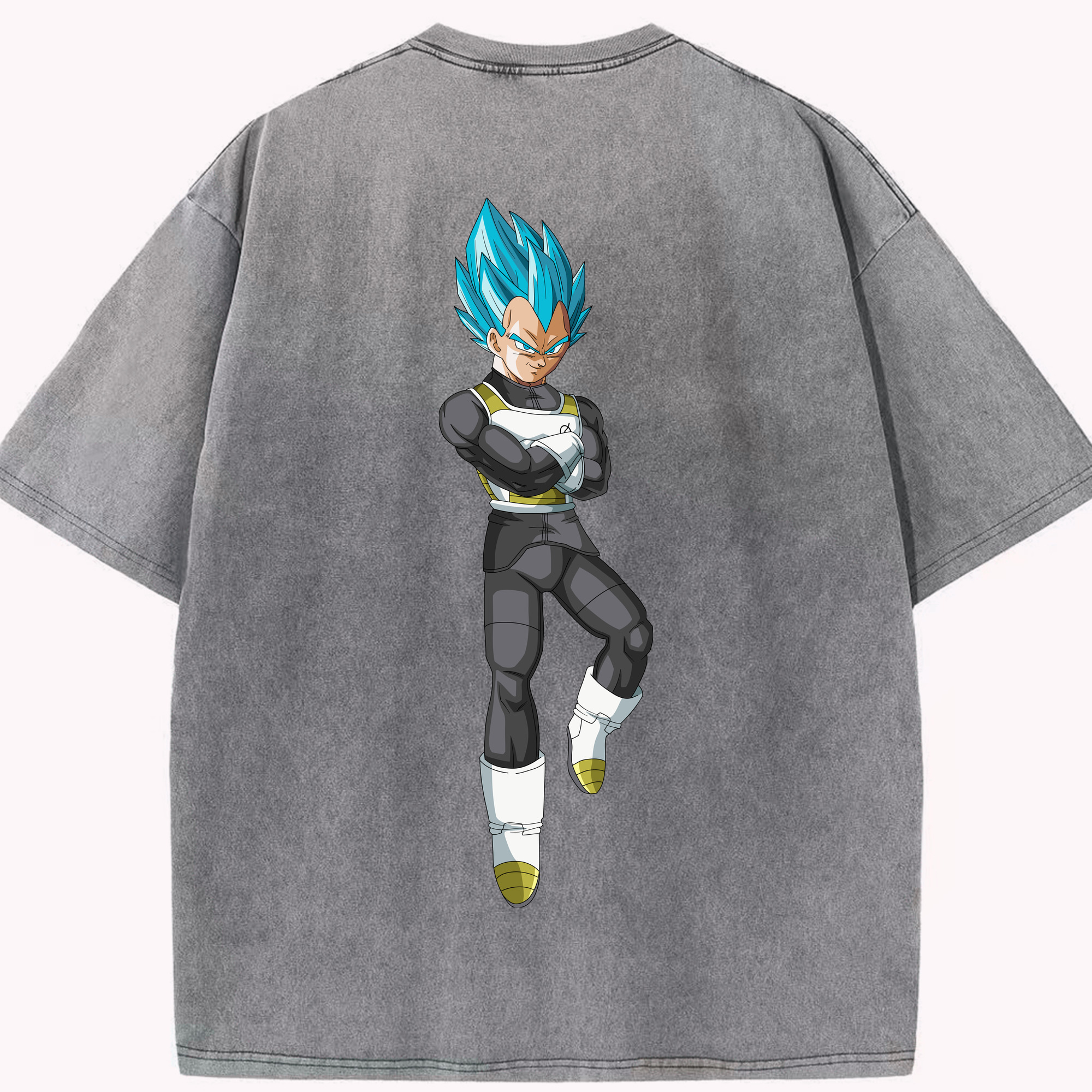 （画像用） ドラゴンボール ベジータ四世（Bejīta Yonsei）DRAGON BALL Vegeta IV 綿100% ヴィンテージ風 半袖Tシャツ（背面プリント）