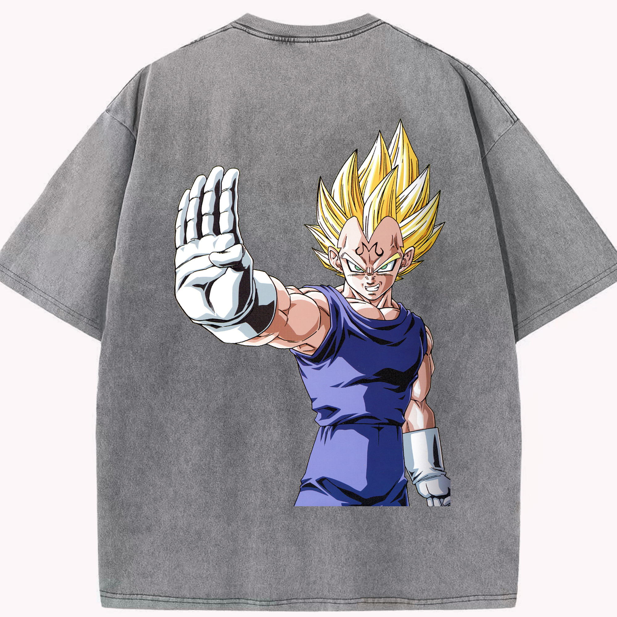 （画像用） ドラゴンボール ベジータ四世（Bejīta Yonsei）DRAGON BALL Vegeta IV 綿100% ヴィンテージ風 半袖Tシャツ（背面プリント）