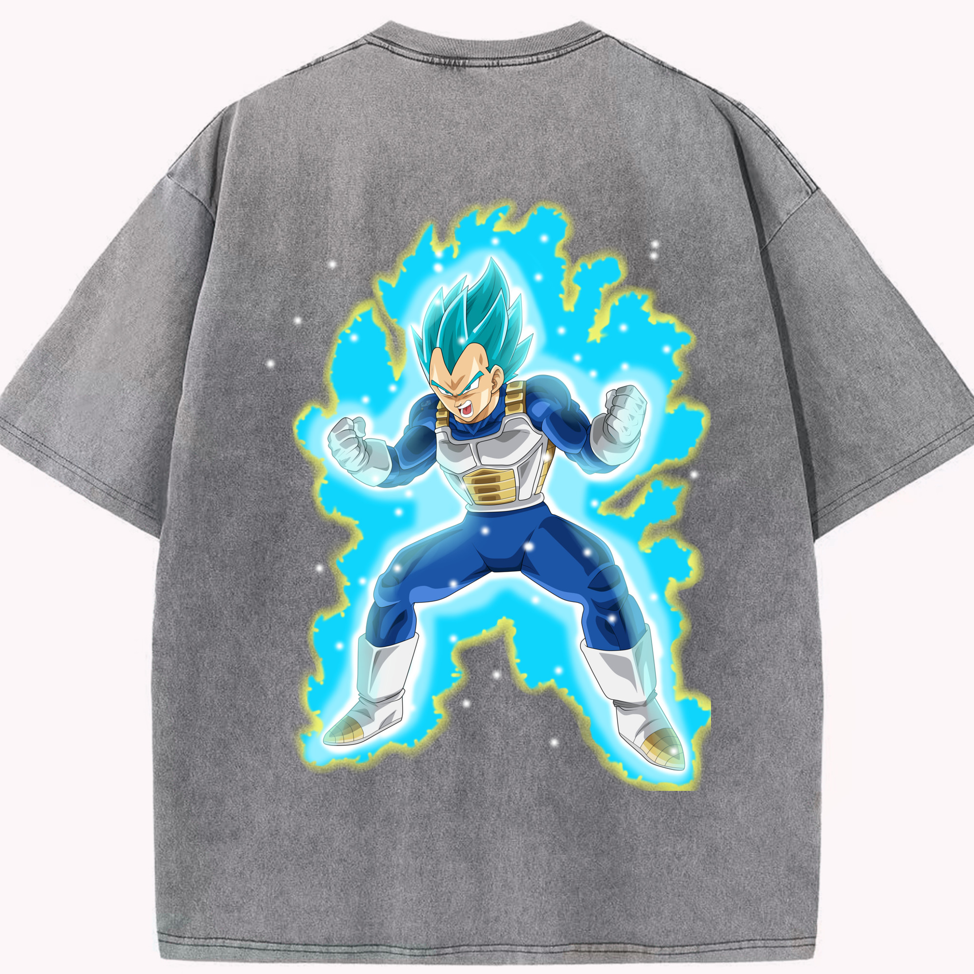 （画像用） ドラゴンボール ベジータ四世（Bejīta Yonsei）DRAGON BALL Vegeta IV 綿100% ヴィンテージ風 半袖Tシャツ（背面プリント）