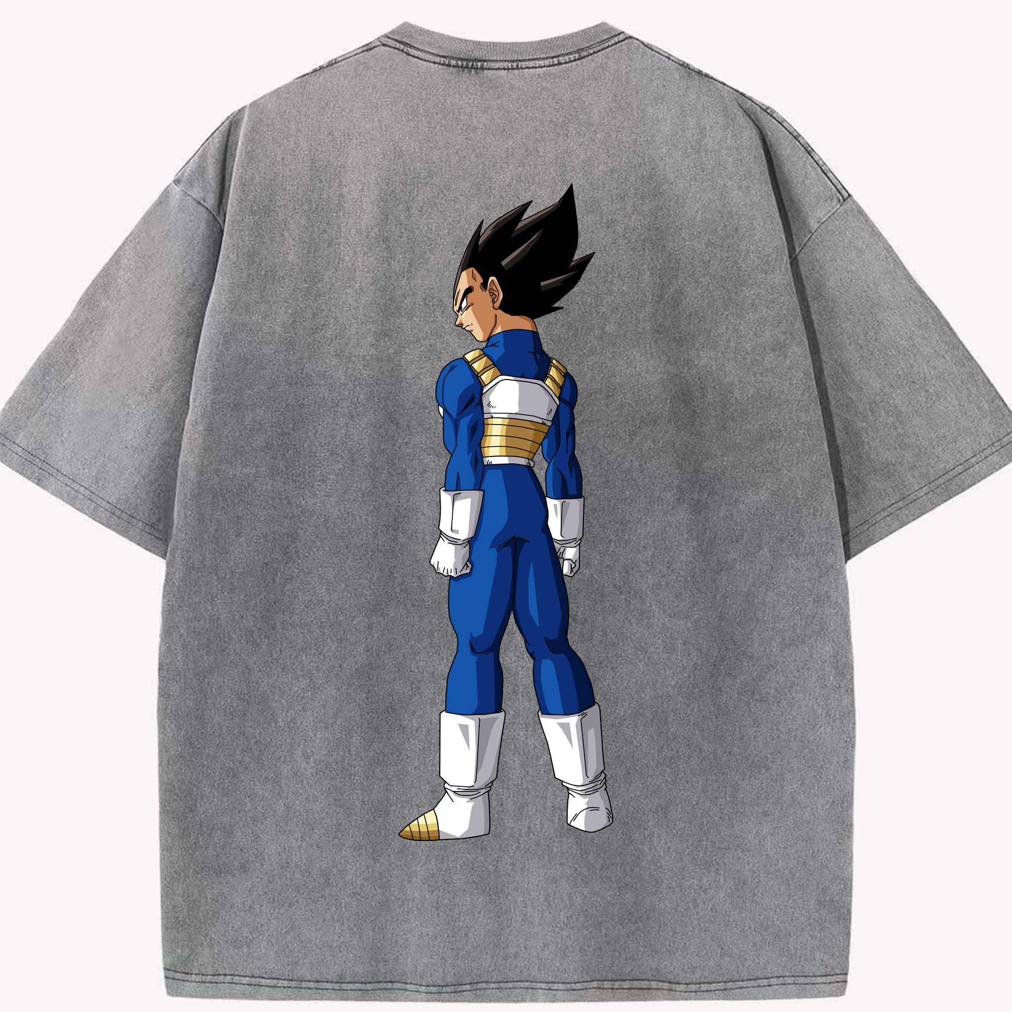 （画像用） ドラゴンボール ベジータ四世（Bejīta Yonsei）DRAGON BALL Vegeta IV 綿100% ヴィンテージ風 半袖Tシャツ（背面プリント）