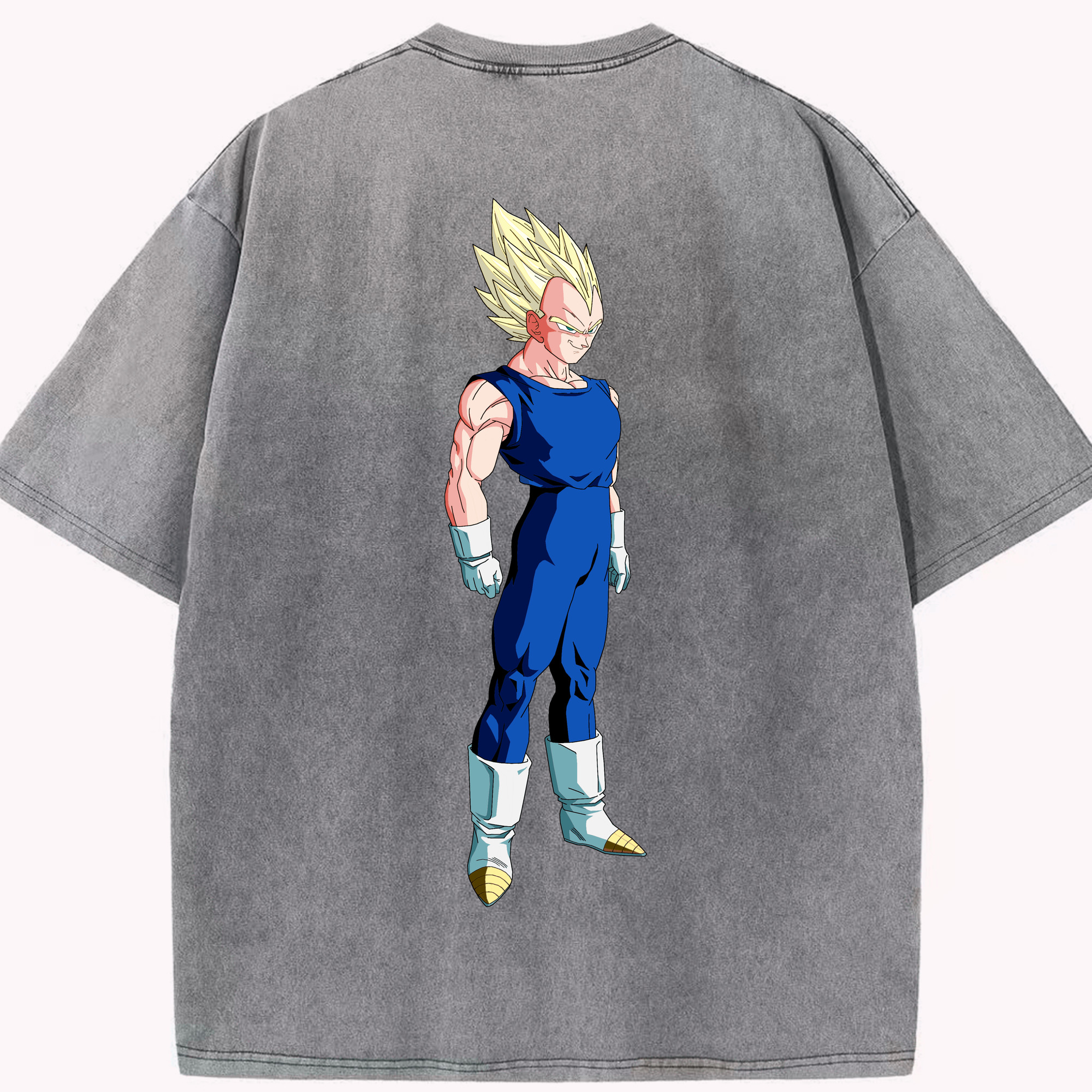 （画像用） ドラゴンボール ベジータ四世（Bejīta Yonsei）DRAGON BALL Vegeta IV 綿100% ヴィンテージ風 半袖Tシャツ（背面プリント）