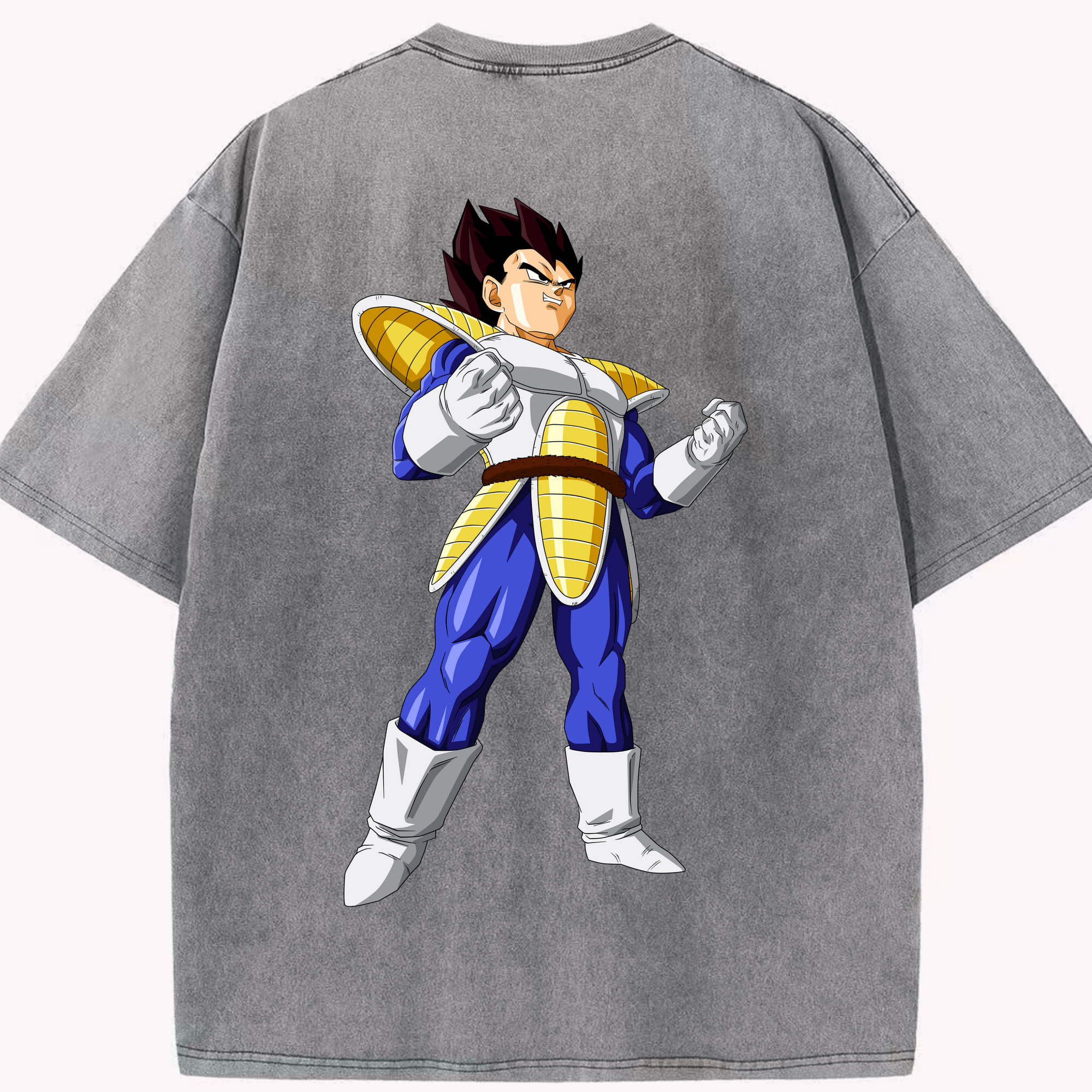 （画像用） ドラゴンボール ベジータ四世（Bejīta Yonsei）DRAGON BALL Vegeta IV 綿100% ヴィンテージ風 半袖Tシャツ（背面プリント）