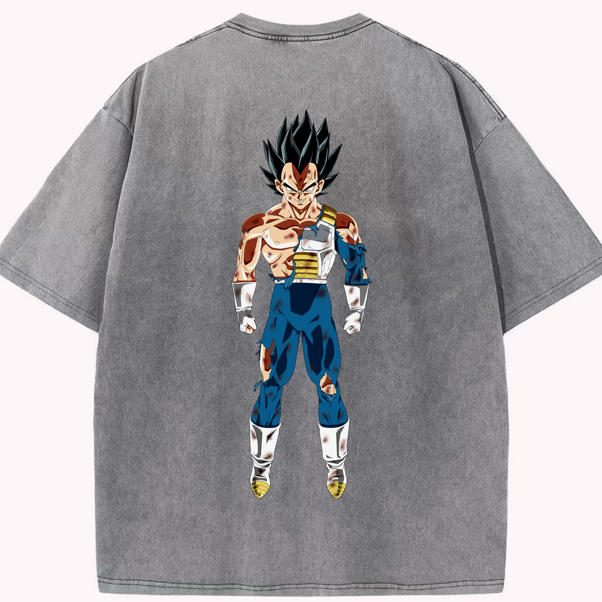 （画像用） ドラゴンボール ベジータ四世（Bejīta Yonsei）DRAGON BALL Vegeta IV 綿100% ヴィンテージ風 半袖Tシャツ（背面プリント）