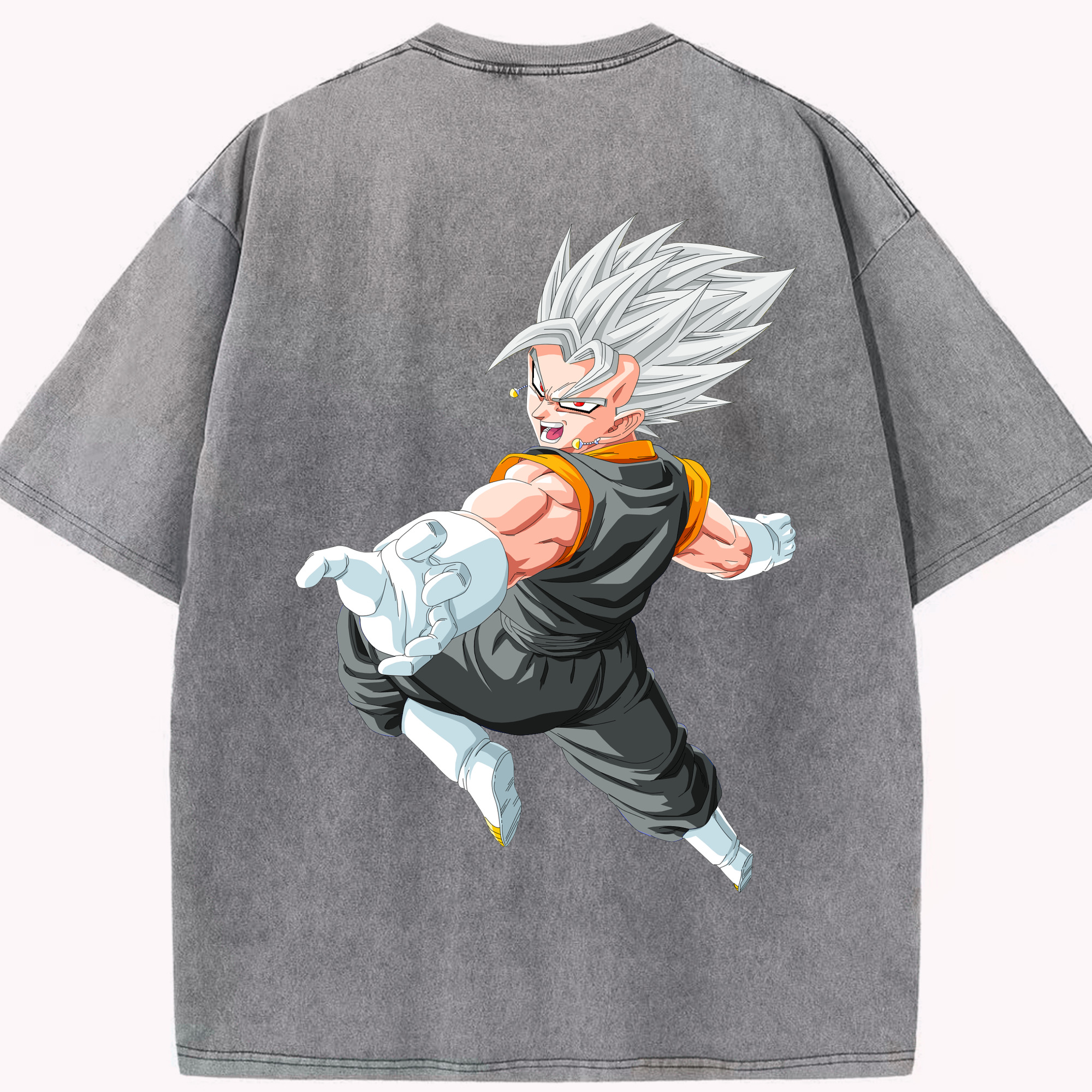 （画像用） ドラゴンボール ベジータ四世（Bejīta Yonsei）DRAGON BALL Vegeta IV 綿100% ヴィンテージ風 半袖Tシャツ（背面プリント）