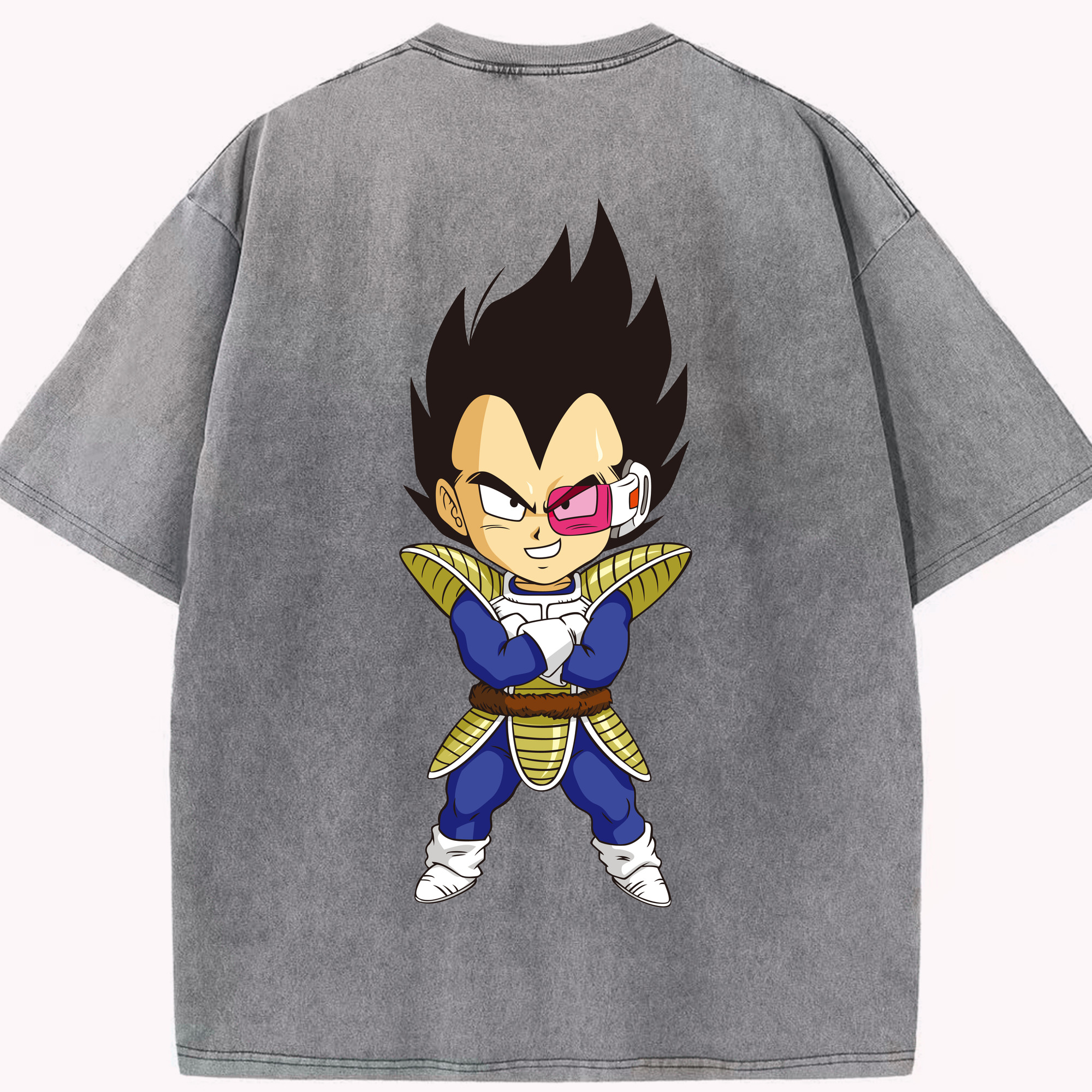 （画像用） ドラゴンボール ベジータ四世（Bejīta Yonsei）DRAGON BALL Vegeta IV 綿100% ヴィンテージ風 半袖Tシャツ（背面プリント）