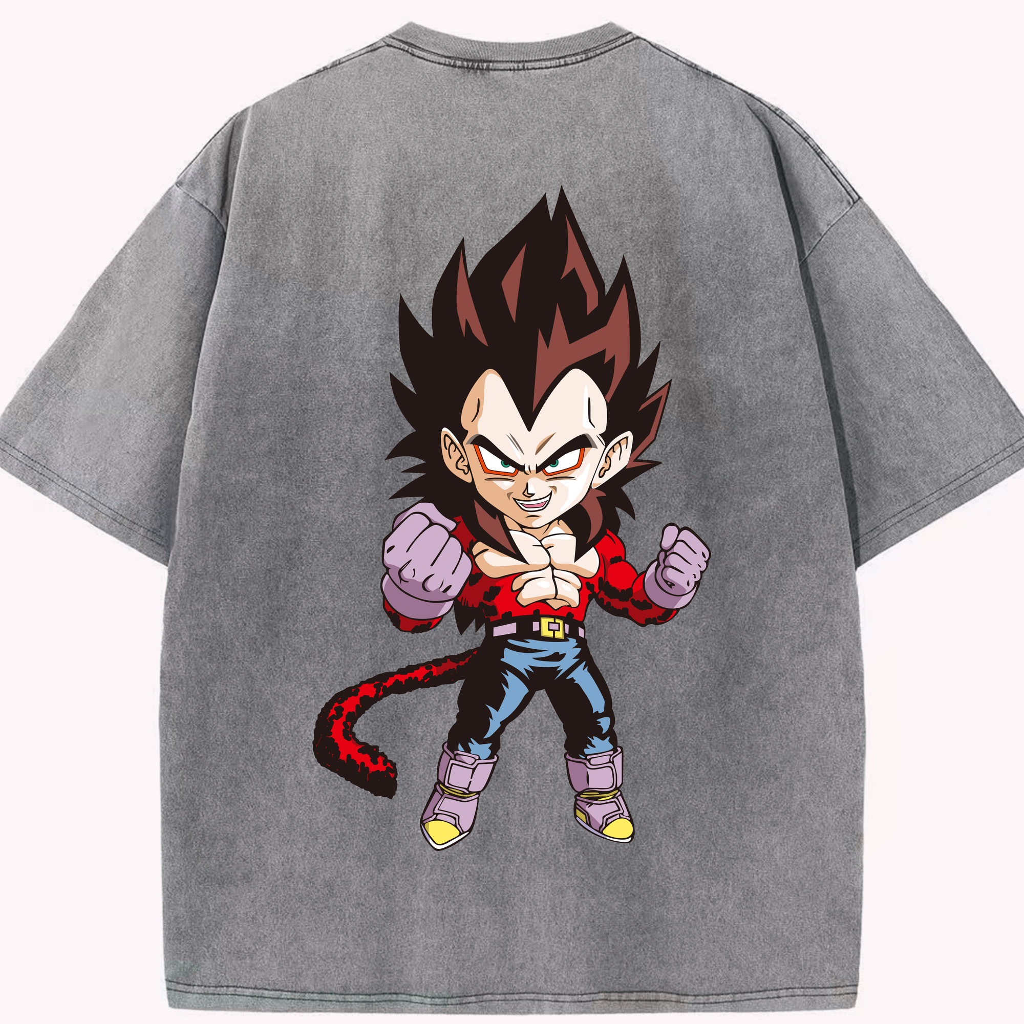 （画像用） ドラゴンボール ベジータ四世（Bejīta Yonsei）DRAGON BALL Vegeta IV 綿100% ヴィンテージ風 半袖Tシャツ（背面プリント）