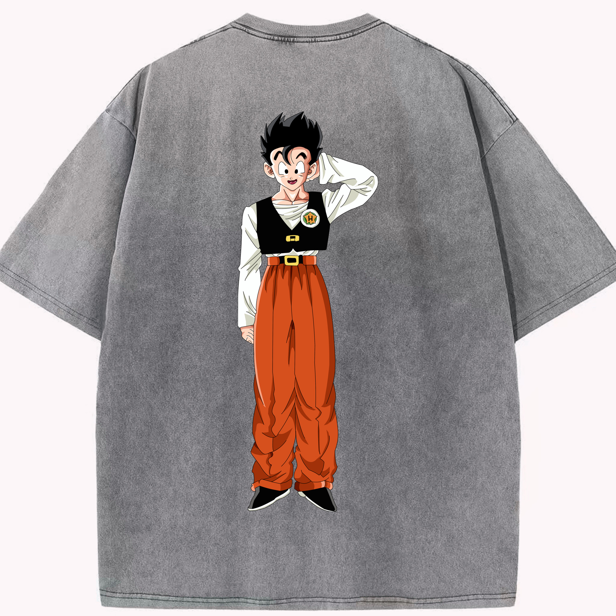 （画像用） ドラゴンボール 孫 悟飯（そんごはん）DRAGON BALL Son Gohan 綿100% ヴィンテージ風 半袖Tシャツ（背面プリント）