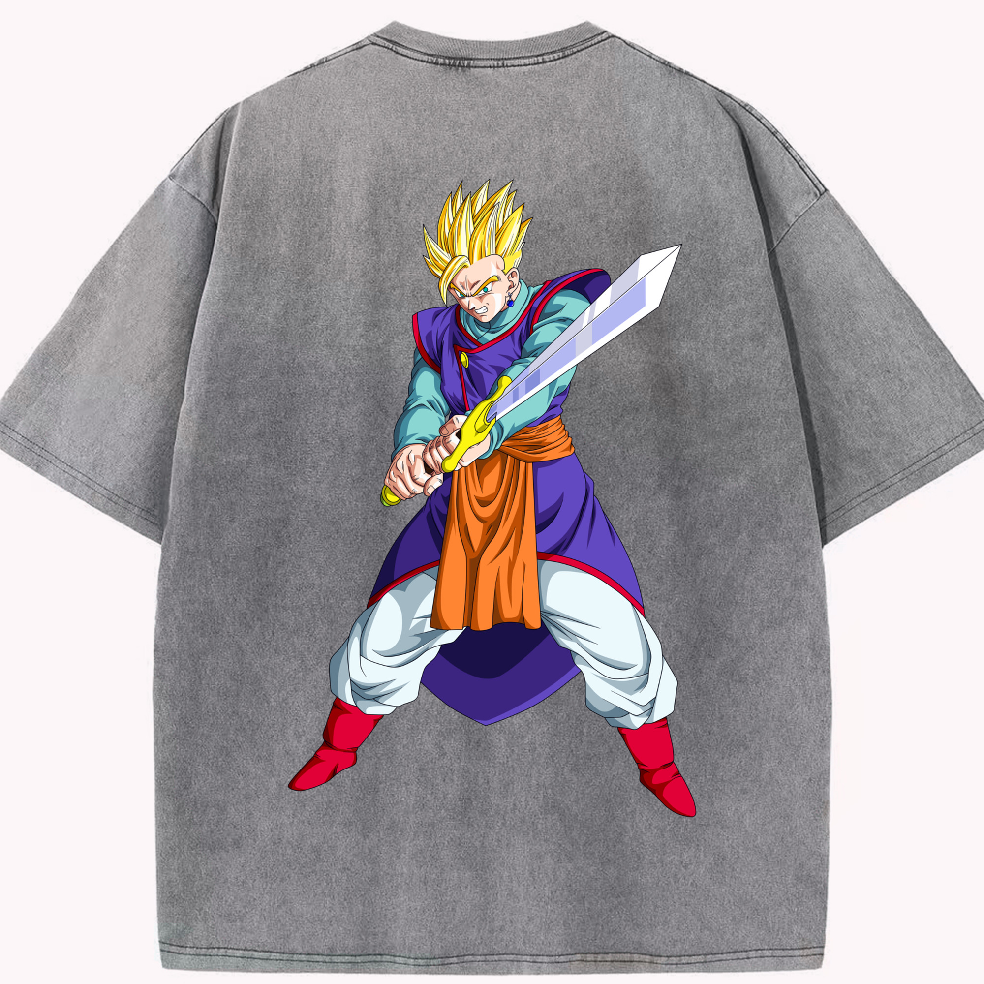 （画像用） ドラゴンボール 孫 悟飯（そんごはん）DRAGON BALL Son Gohan 綿100% ヴィンテージ風 半袖Tシャツ（背面プリント）