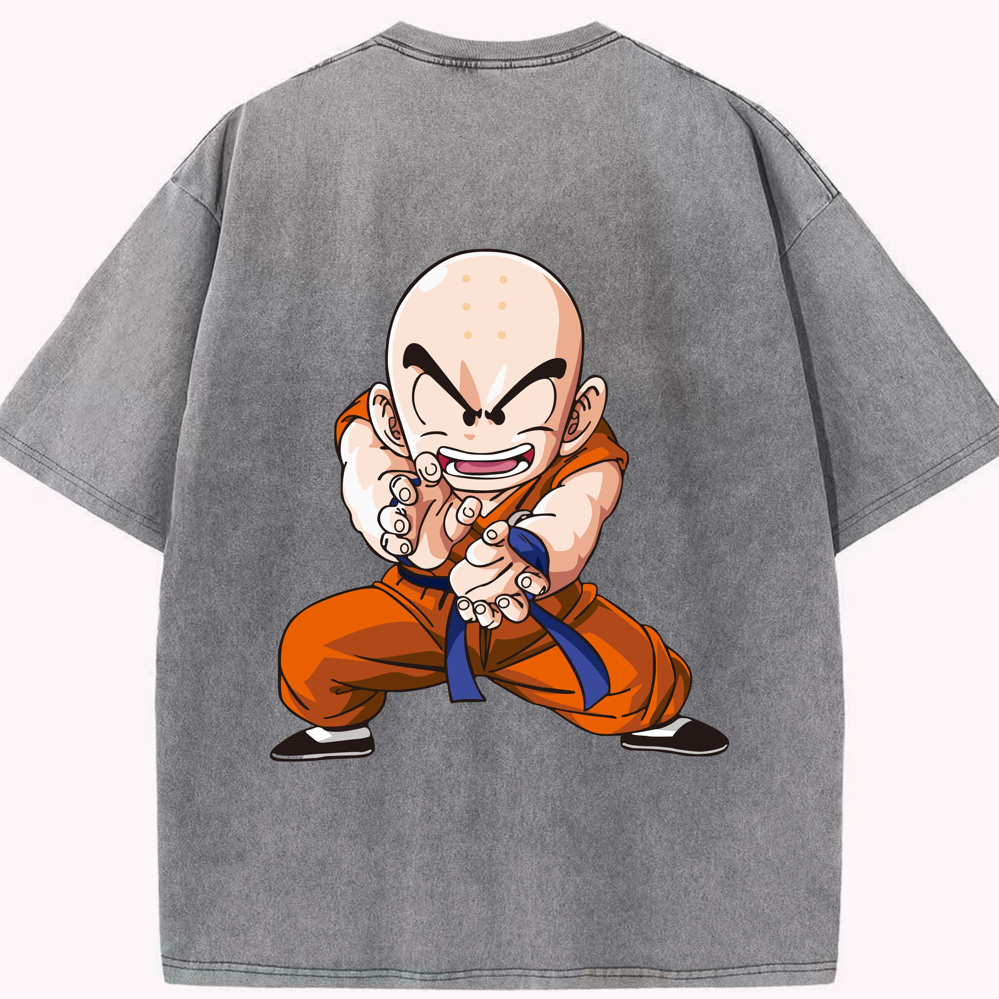 （画像用） ドラゴンボール クリリン DRAGON BALL krillin 綿100% ヴィンテージ風 半袖Tシャツ（背面プリント）