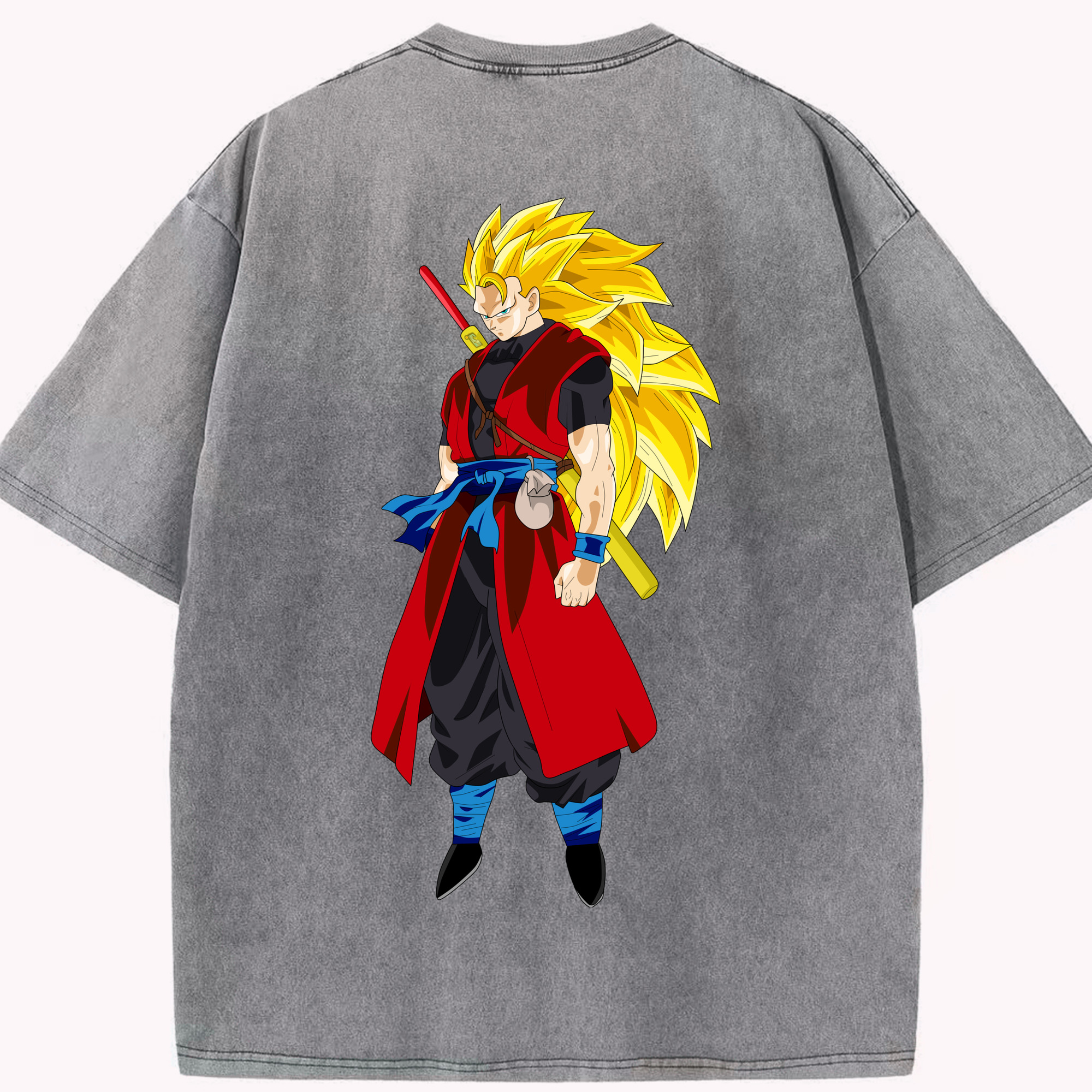 （画像用） ドラゴンボール トランクス（Torankusu）DRAGON BALL Trunks 綿100% ヴィンテージ風 半袖Tシャツ（背面プリント）
