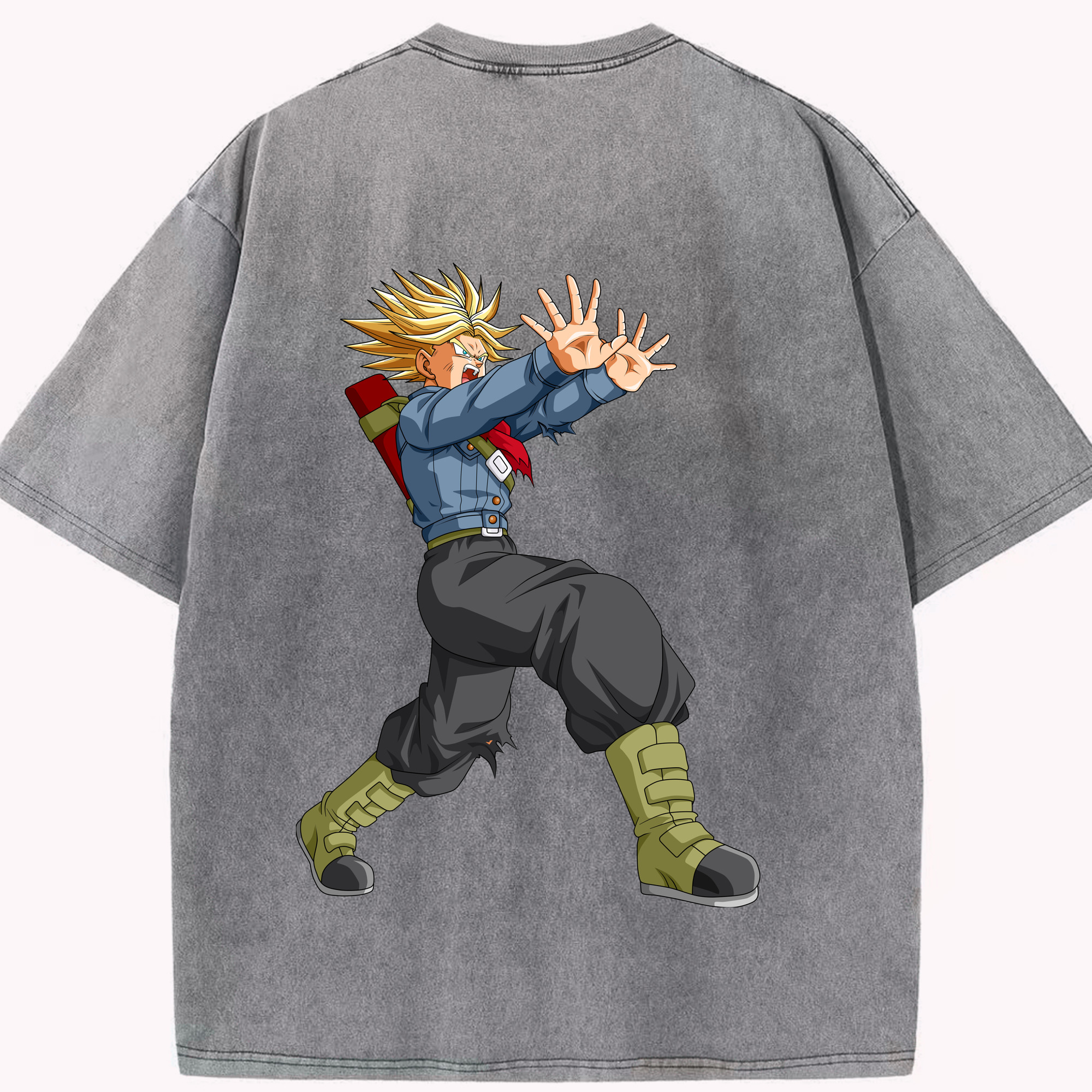 （画像用） ドラゴンボール トランクス（Torankusu）DRAGON BALL Trunks 綿100% ヴィンテージ風 半袖Tシャツ（背面プリント）