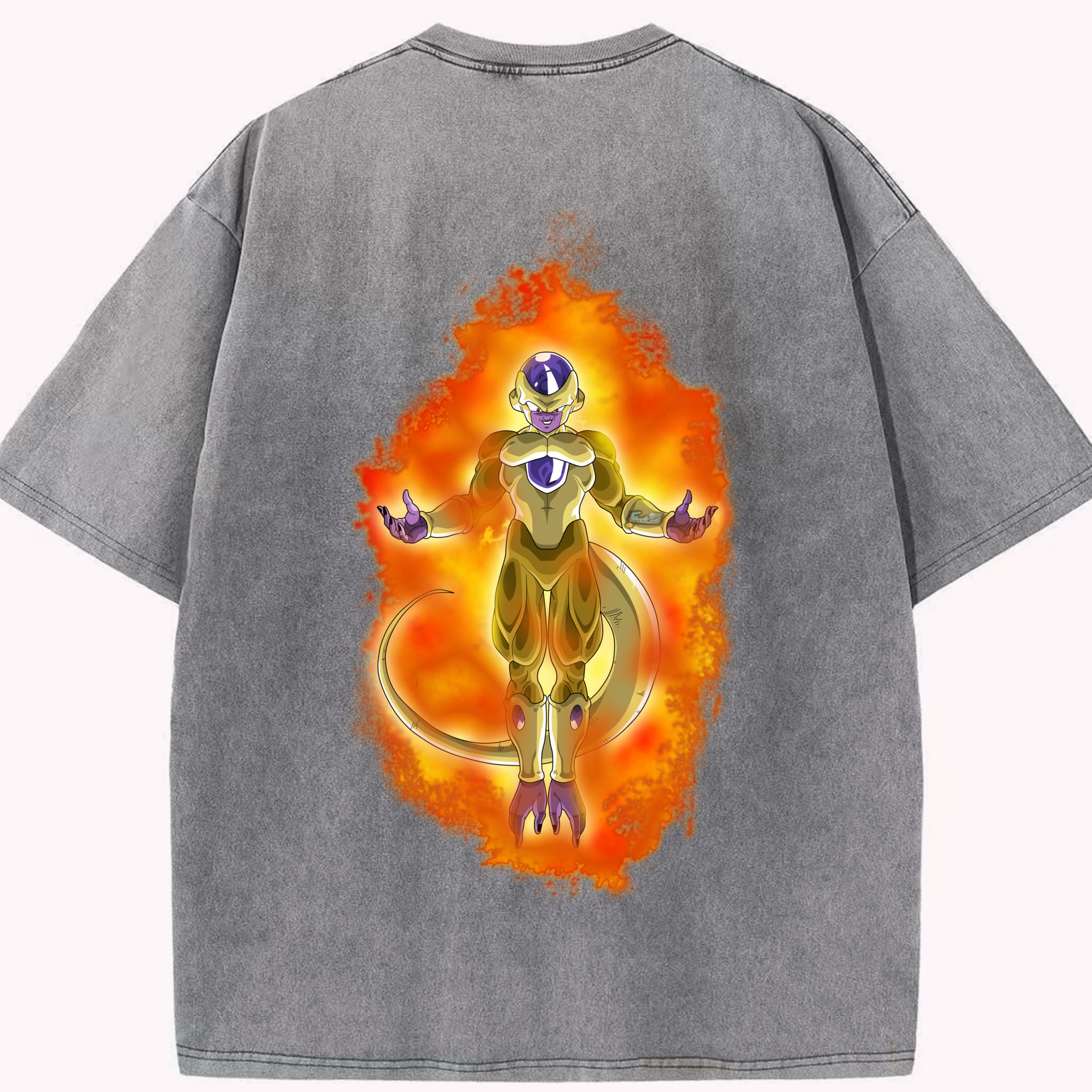 （画像用） ドラゴンボール フリーザ DRAGON BALL Frieza 綿100% ヴィンテージ風 半袖Tシャツ（背面プリント）