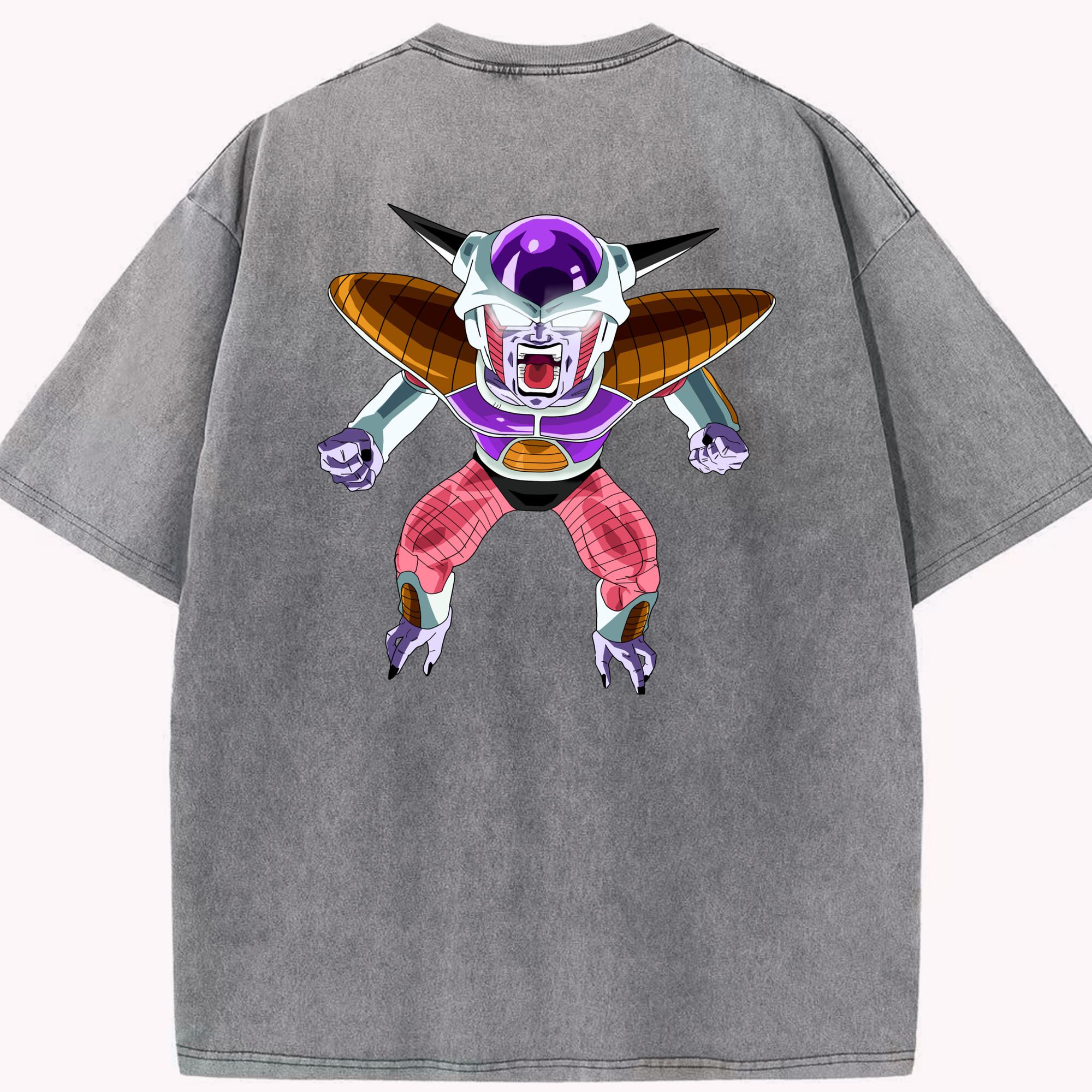 （画像用） ドラゴンボール フリーザ DRAGON BALL Frieza 綿100% ヴィンテージ風 半袖Tシャツ（背面プリント）