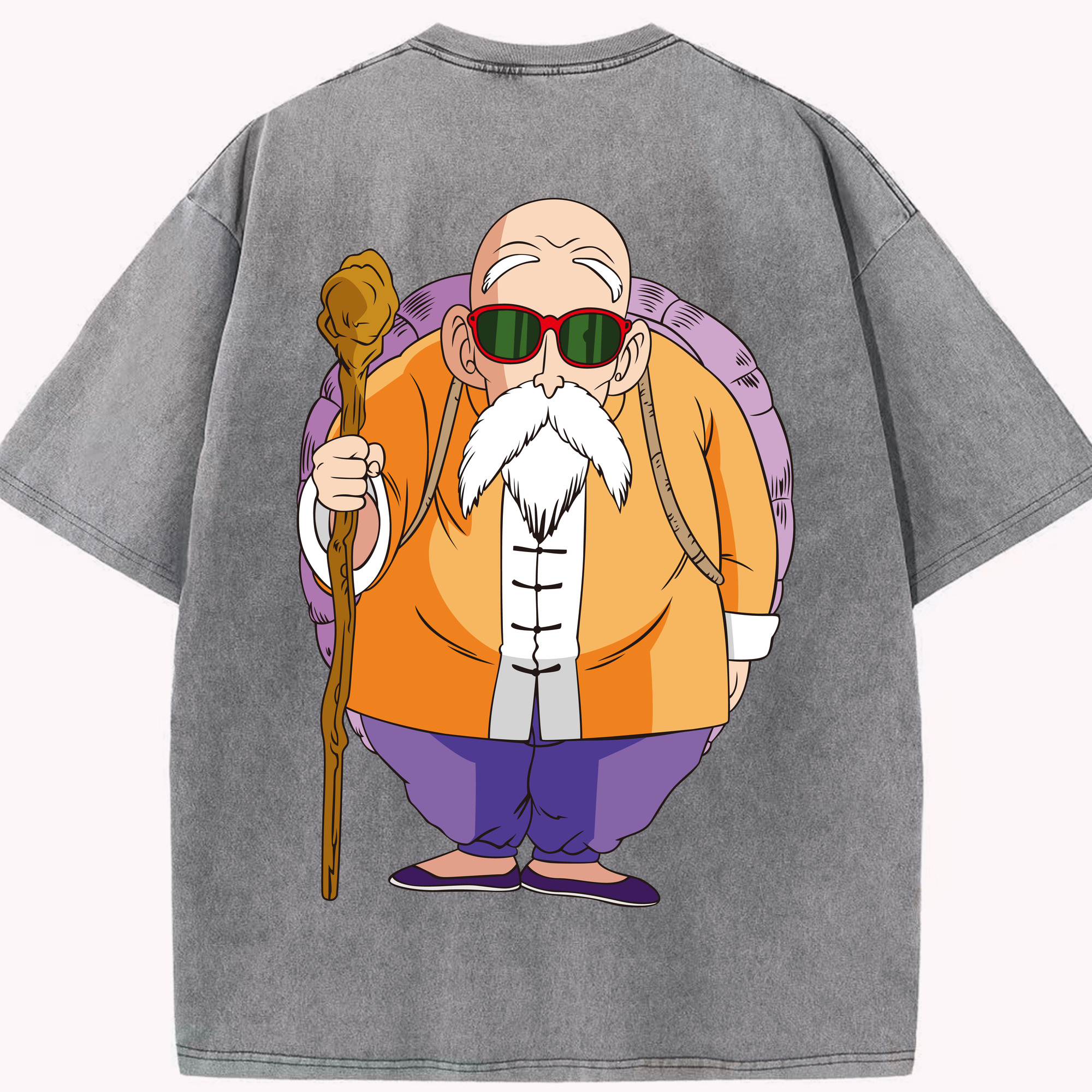 （画像用） ドラゴンボール 亀仙人（かめせんにん） DRAGON BALL Master Roshi Kame Sennin 綿100% ヴィンテージ風 半袖Tシャツ（背面プリント）
