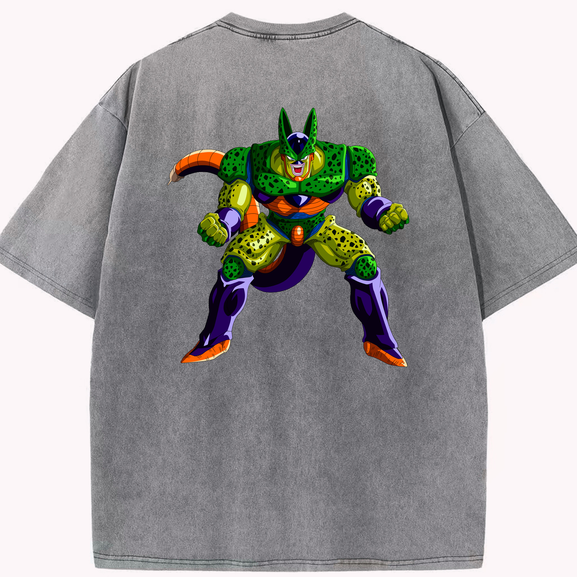 （画像用） ドラゴンボール セル DRAGON BALL Cell 綿100% ヴィンテージ風 半袖Tシャツ（背面プリント）