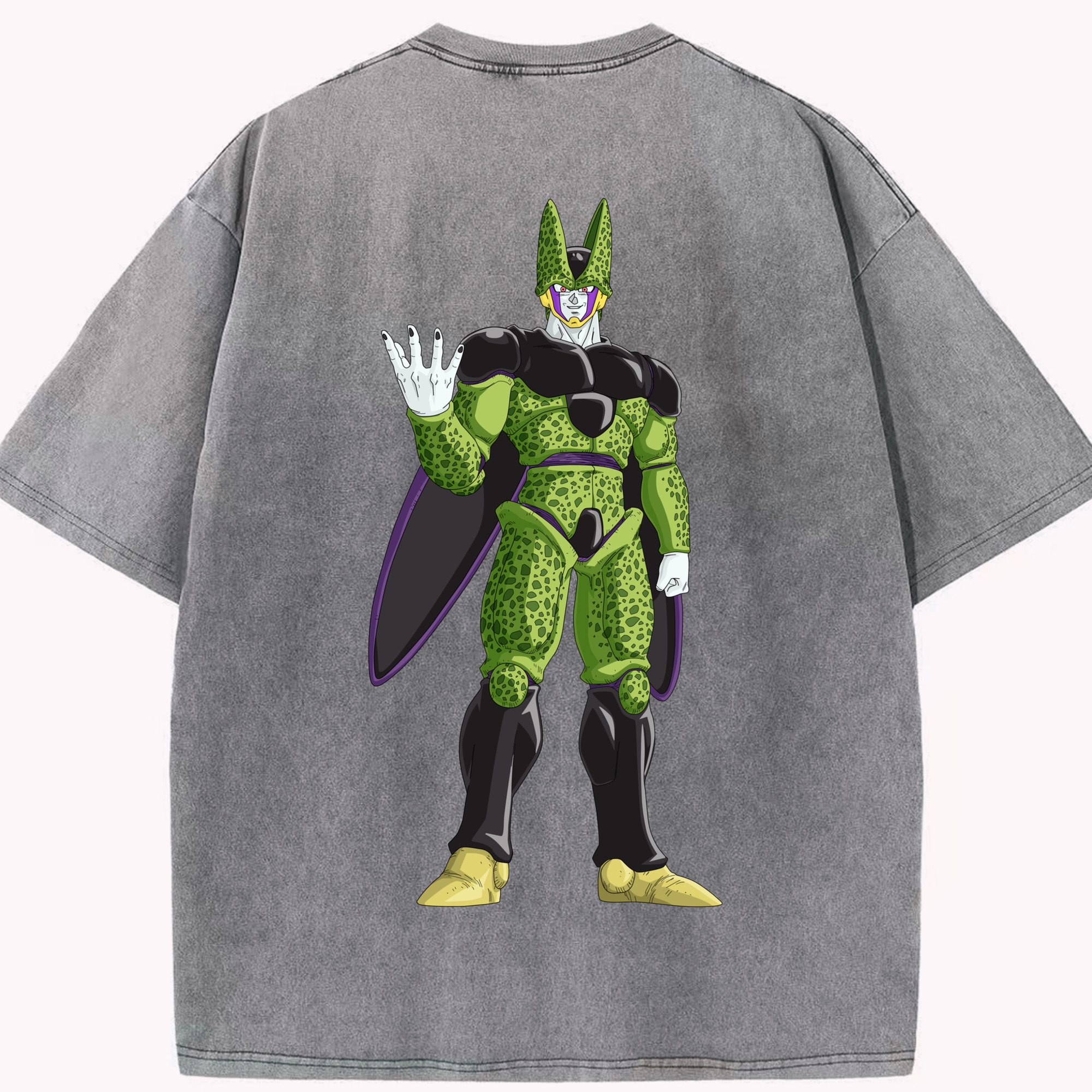 （画像用） ドラゴンボール セル DRAGON BALL Cell 綿100% ヴィンテージ風 半袖Tシャツ（背面プリント）