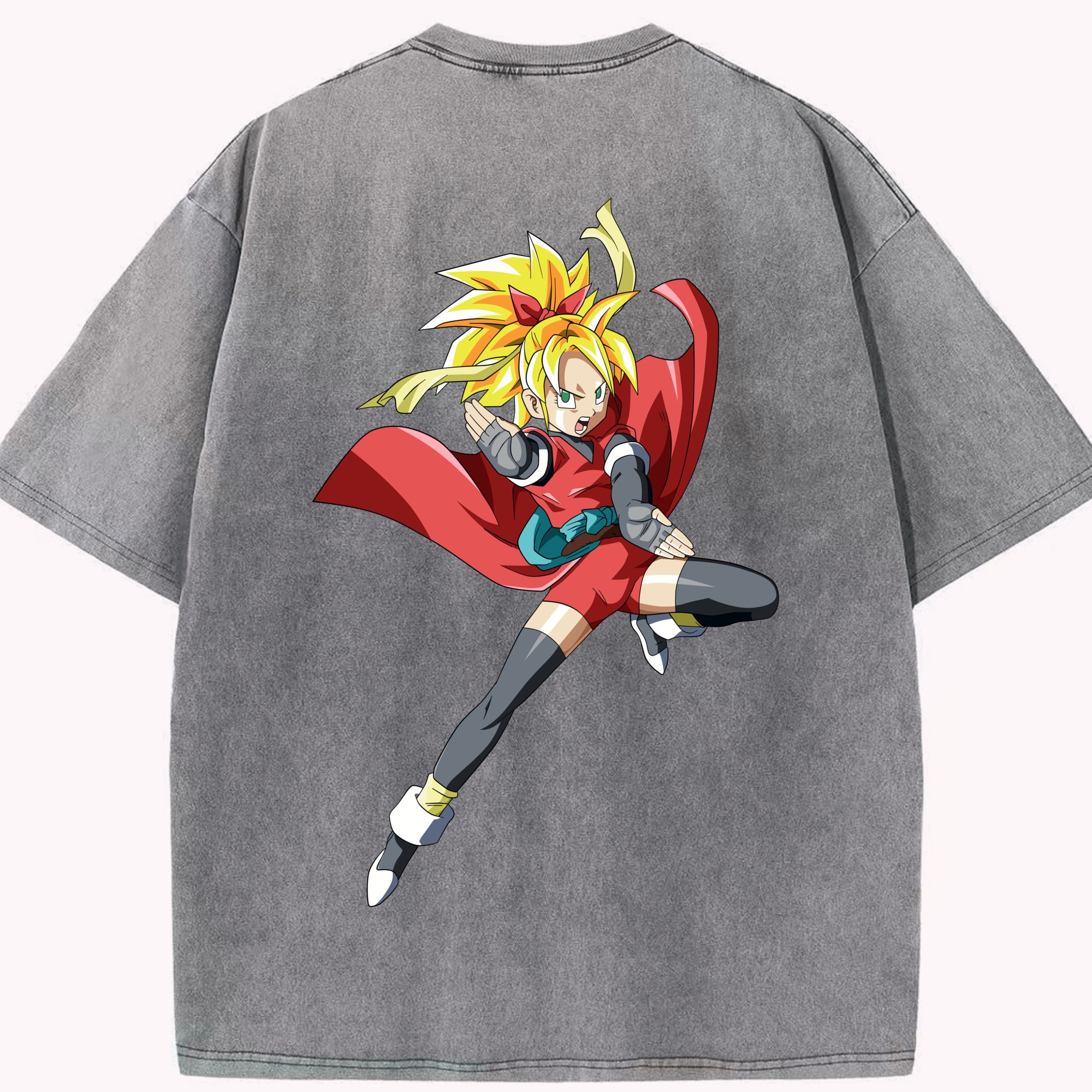 （画像用） ドラゴンボール カリフラ DRAGON BALL Caulifla 綿100% ヴィンテージ風 半袖Tシャツ（背面プリント）