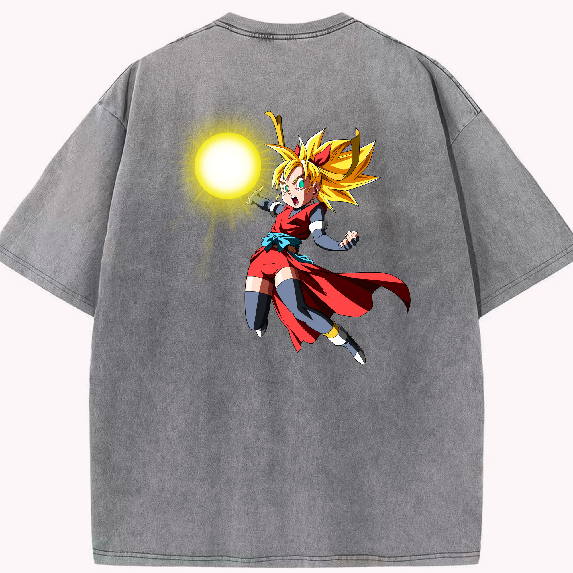 （画像用） ドラゴンボール カリフラ DRAGON BALL Caulifla 綿100% ヴィンテージ風 半袖Tシャツ（背面プリント）