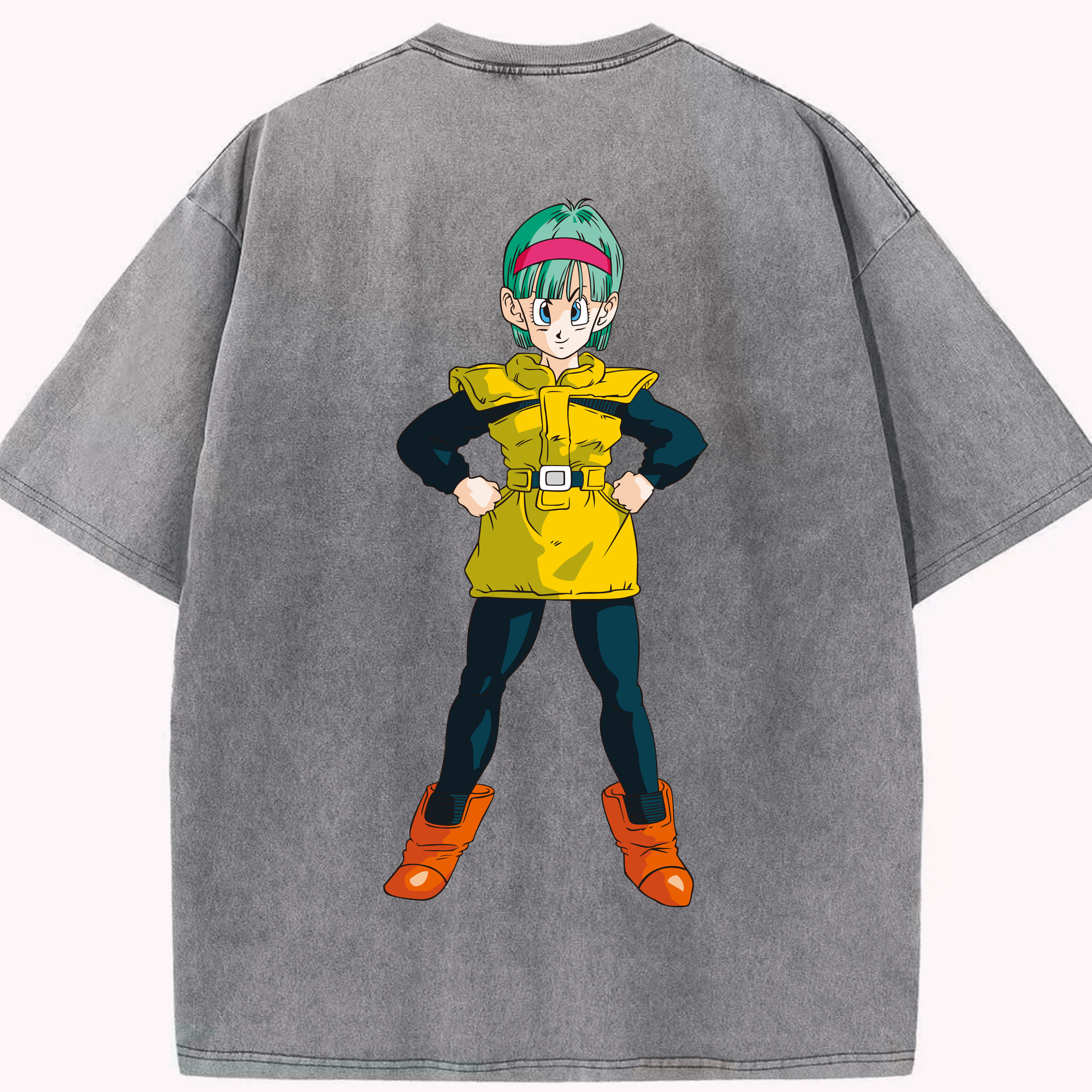 （画像用） ドラゴンボール ブルマ DRAGON BALL Bulma 綿100% ヴィンテージ風 半袖Tシャツ（背面プリント）