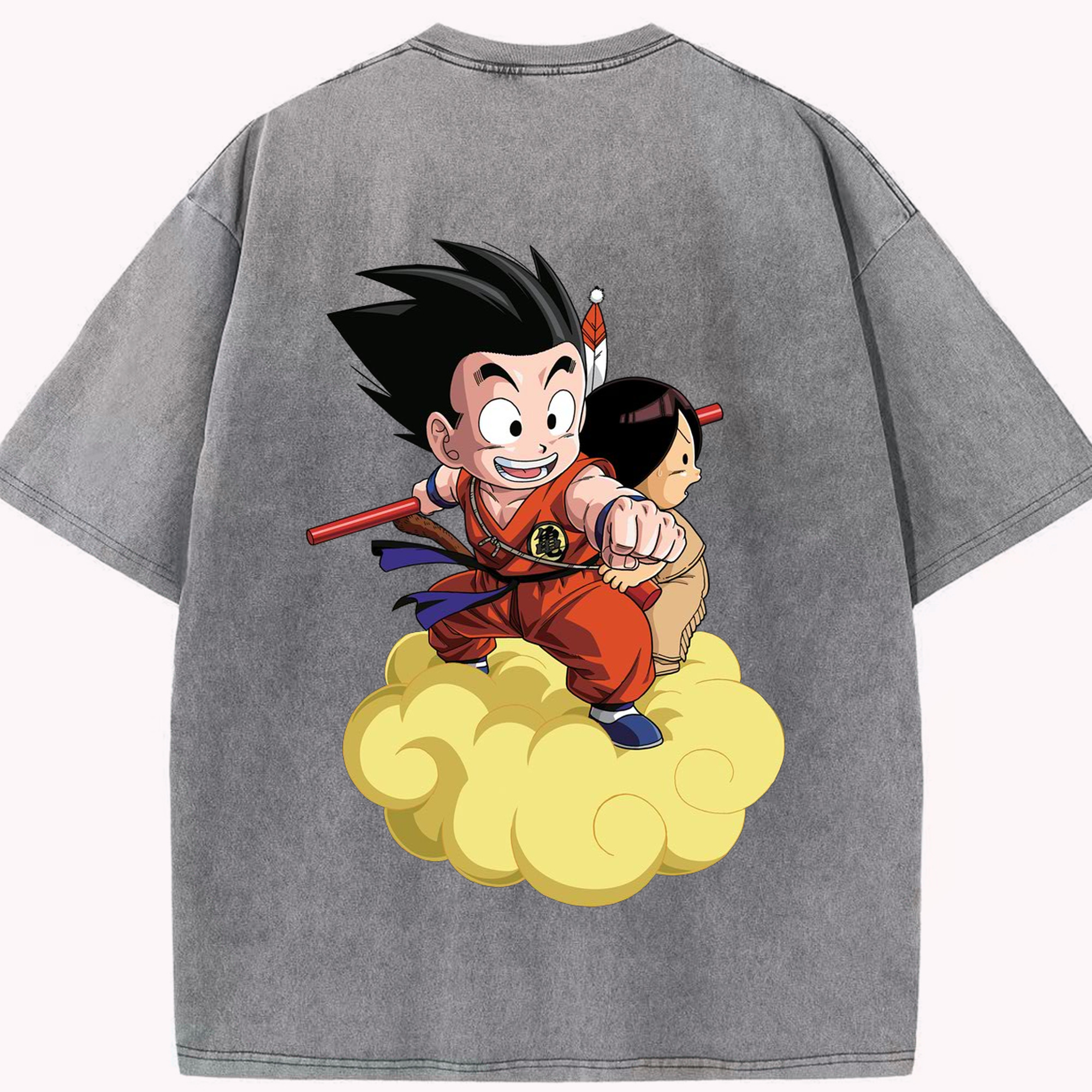 （画像用） ドラゴンボール 孫悟空（そん ごくう）Son Goku カカロット DRAGON BALL Kakarotto 綿100% ヴィンテージ風 半袖Tシャツ（背面プリント）