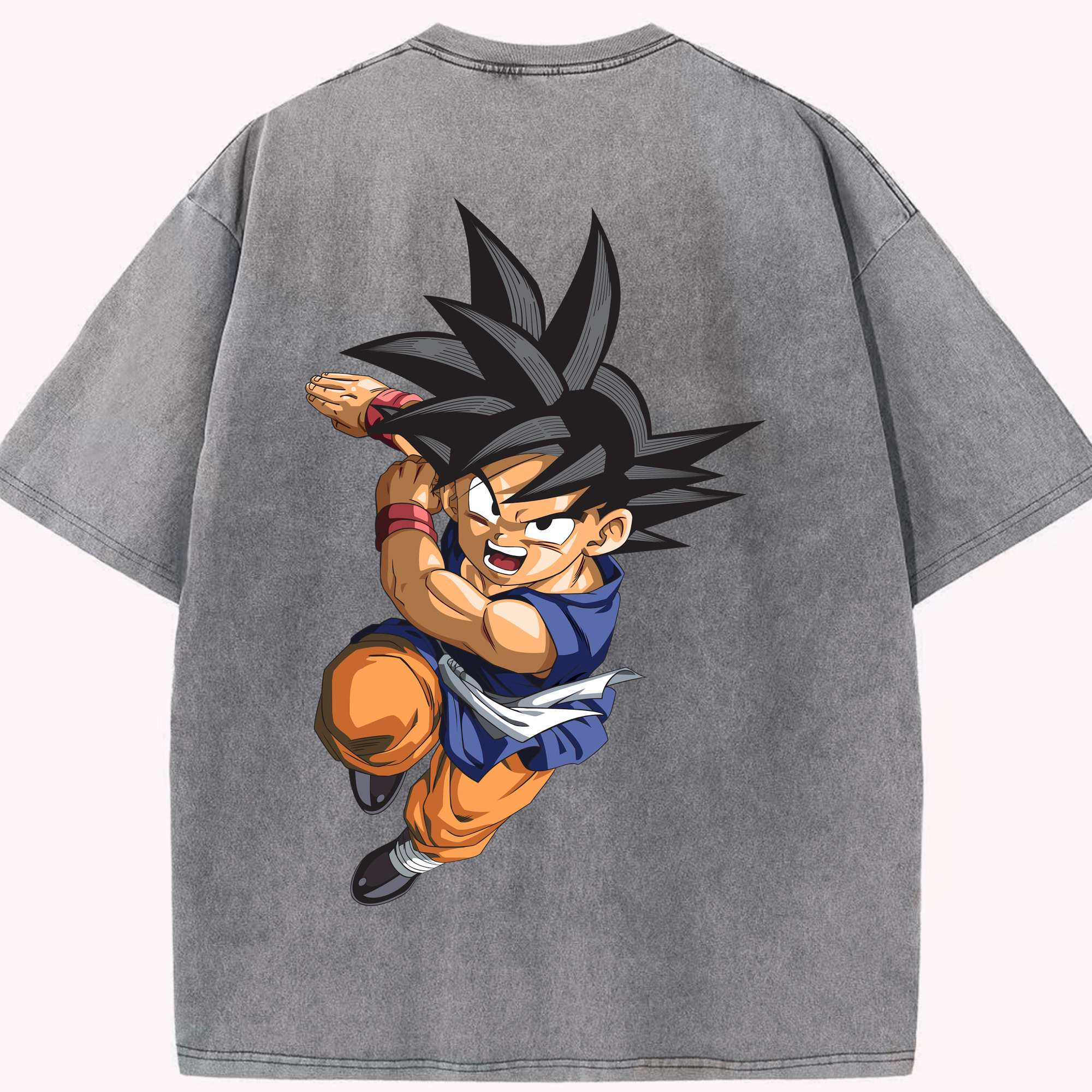 （画像用） ドラゴンボール 孫悟空（そん ごくう）Son Goku カカロット DRAGON BALL Kakarotto 綿100% ヴィンテージ風 半袖Tシャツ（背面プリント）