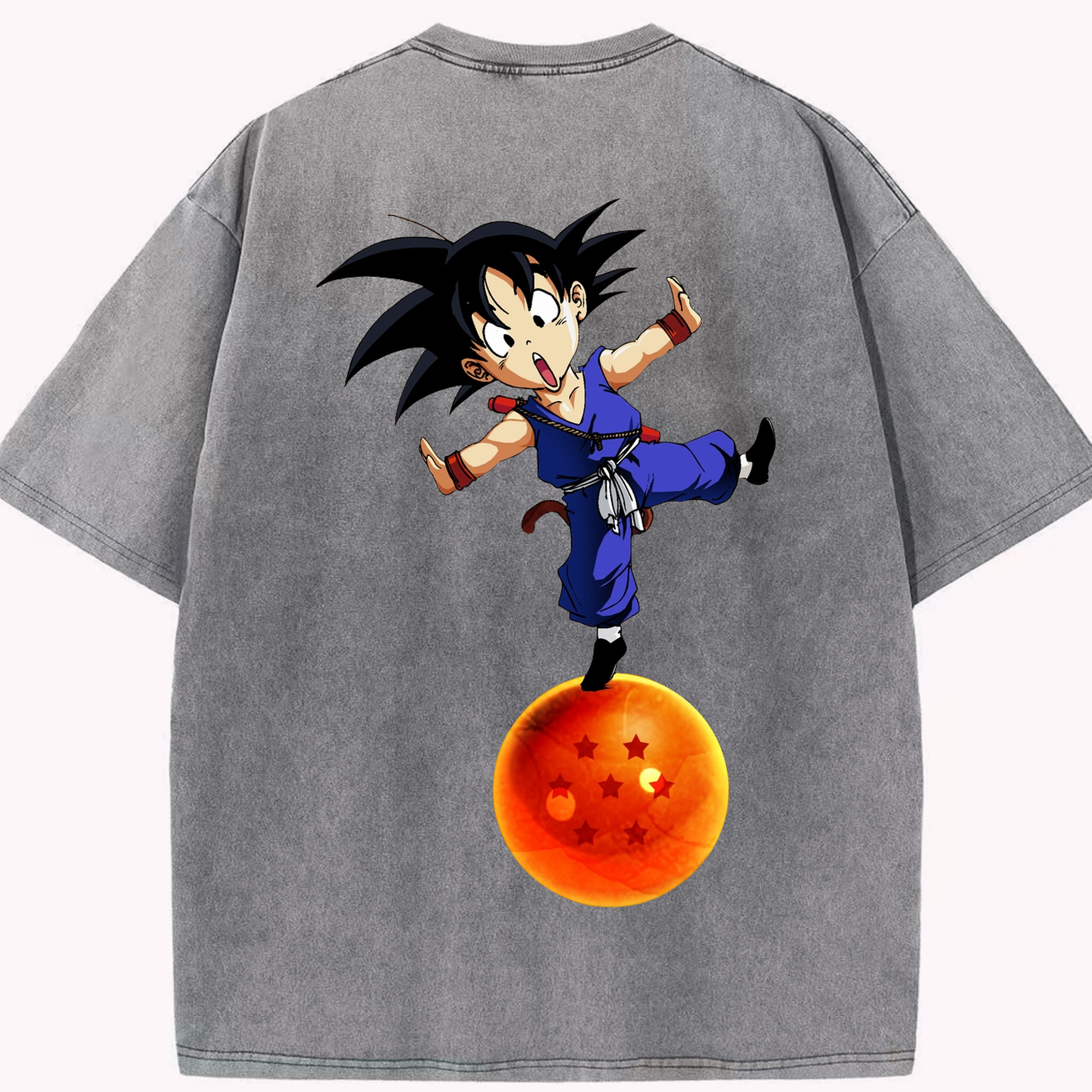 （画像用） ドラゴンボール 孫悟空（そん ごくう）Son Goku カカロット DRAGON BALL Kakarotto 綿100% ヴィンテージ風 半袖Tシャツ（背面プリント）