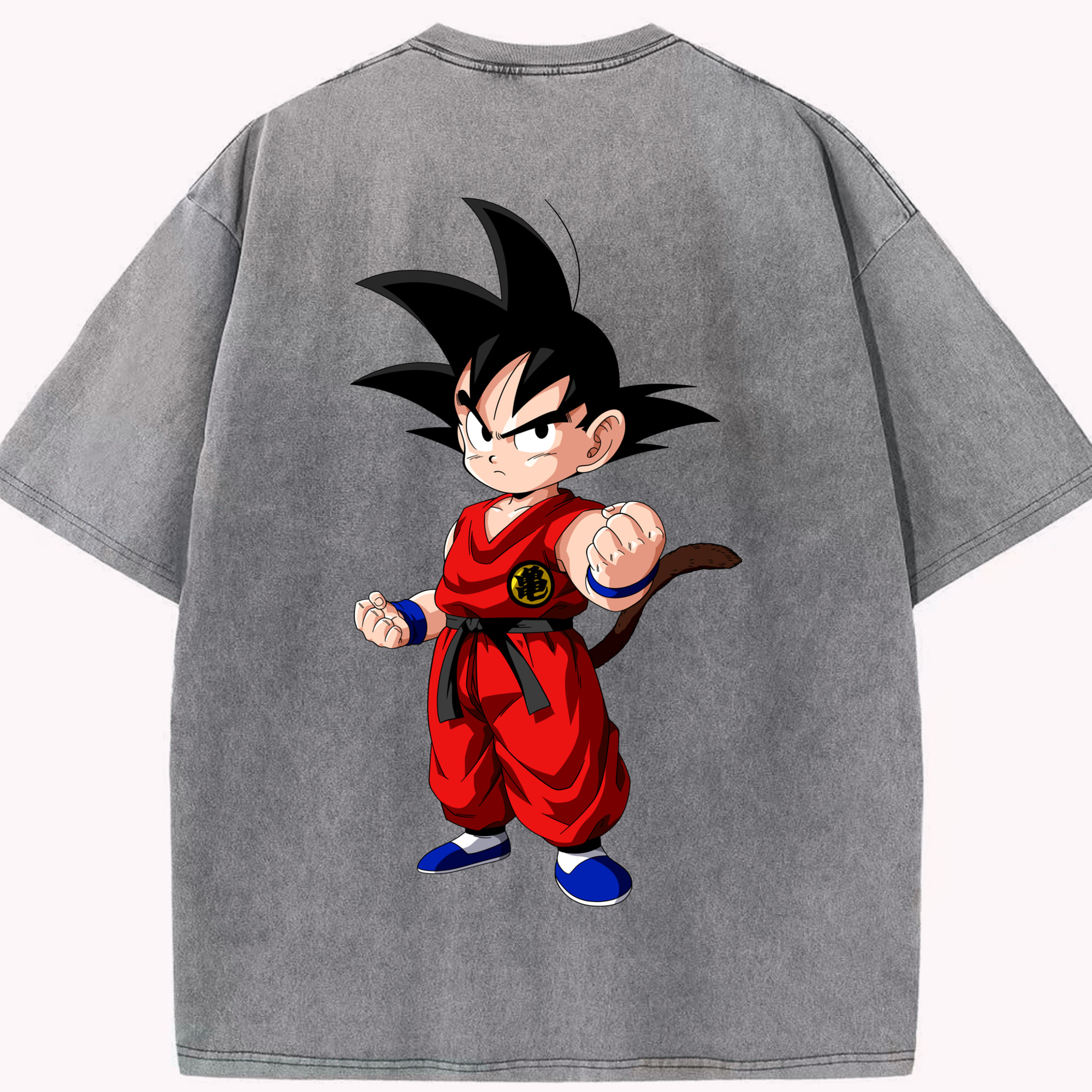 （画像用） ドラゴンボール 孫悟空（そん ごくう）Son Goku カカロット DRAGON BALL Kakarotto 綿100% ヴィンテージ風 半袖Tシャツ（背面プリント）