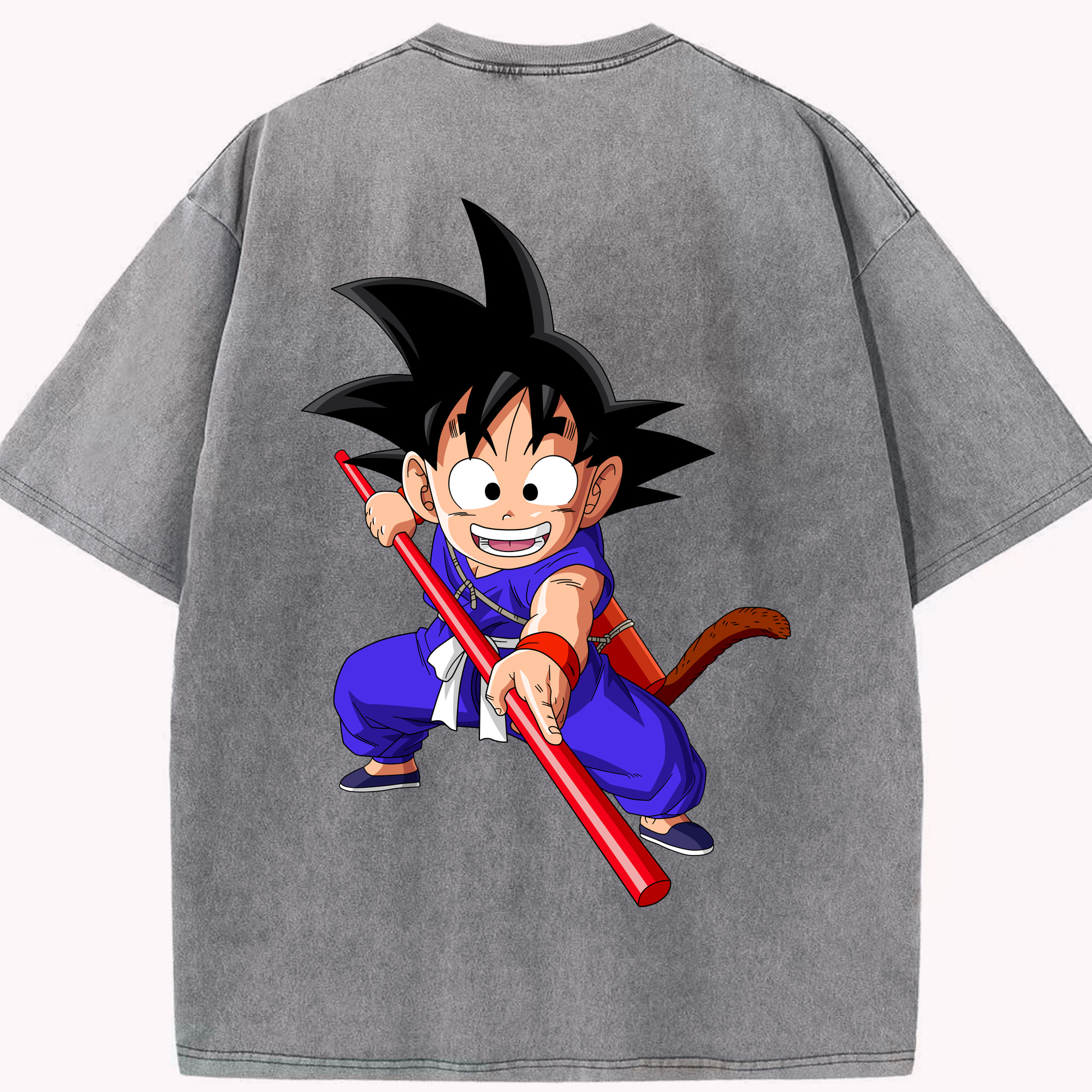 （画像用） ドラゴンボール 孫悟空（そん ごくう）Son Goku カカロット DRAGON BALL Kakarotto 綿100% ヴィンテージ風 半袖Tシャツ（背面プリント）
