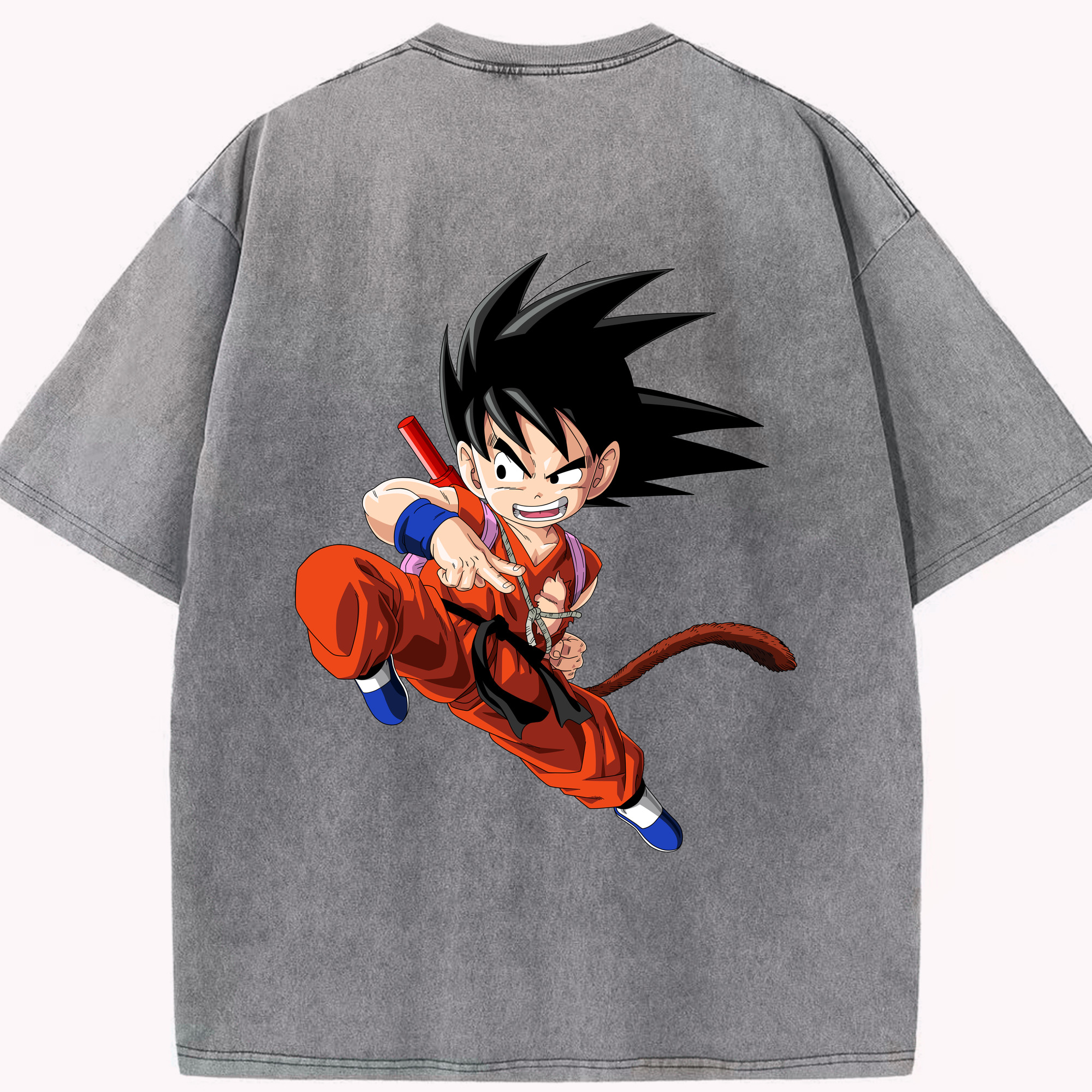（画像用） ドラゴンボール 孫悟空（そん ごくう）Son Goku カカロット DRAGON BALL Kakarotto 綿100% ヴィンテージ風 半袖Tシャツ（背面プリント）