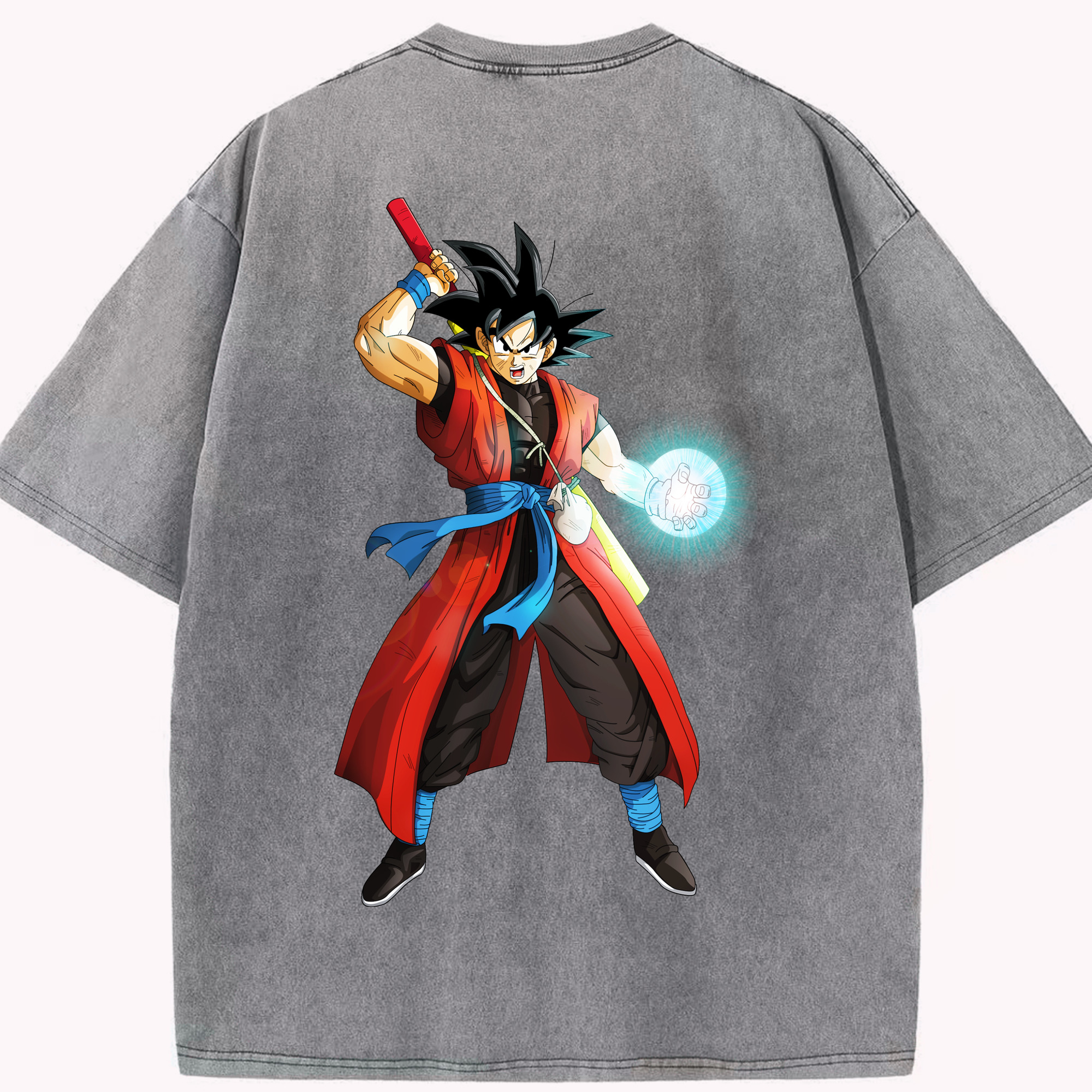 （画像用） ドラゴンボール 孫悟空（そん ごくう）Son Goku カカロット DRAGON BALL Kakarotto 綿100% ヴィンテージ風 半袖Tシャツ（背面プリント）