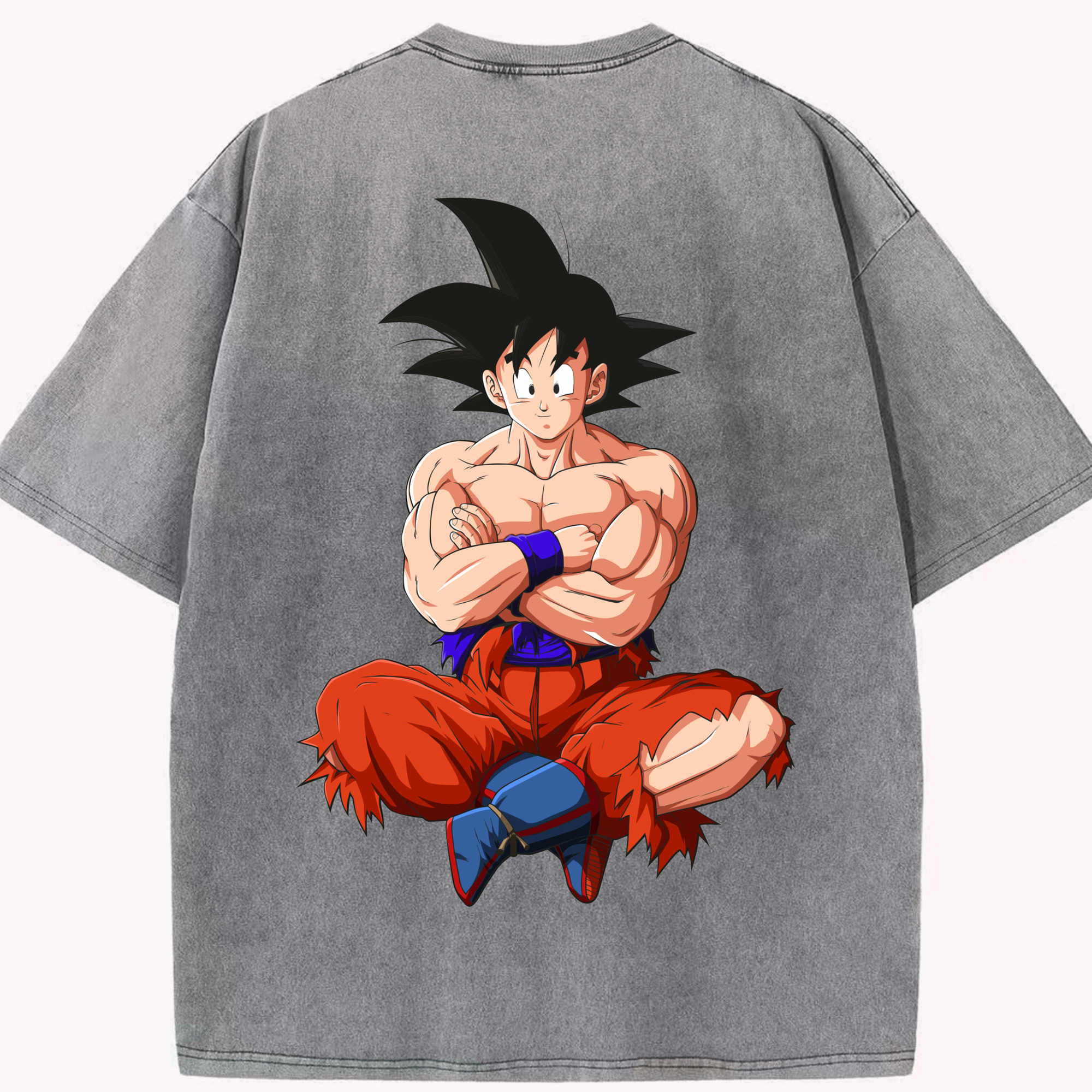 （画像用） ドラゴンボール 孫悟空（そん ごくう）Son Goku カカロット DRAGON BALL Kakarotto 綿100% ヴィンテージ風 半袖Tシャツ（背面プリント）