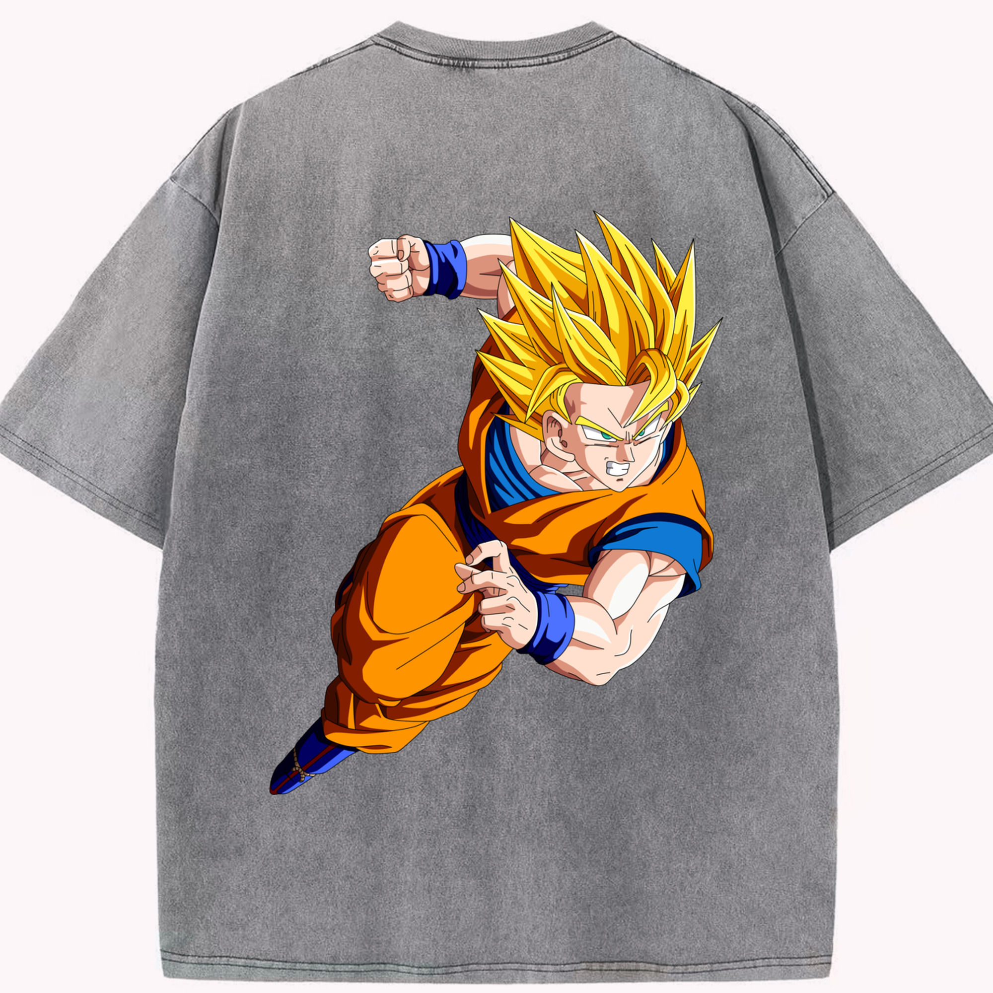 （画像用） ドラゴンボール 孫悟空（そん ごくう）Son Goku カカロット DRAGON BALL Kakarotto 綿100% ヴィンテージ風 半袖Tシャツ（背面プリント）
