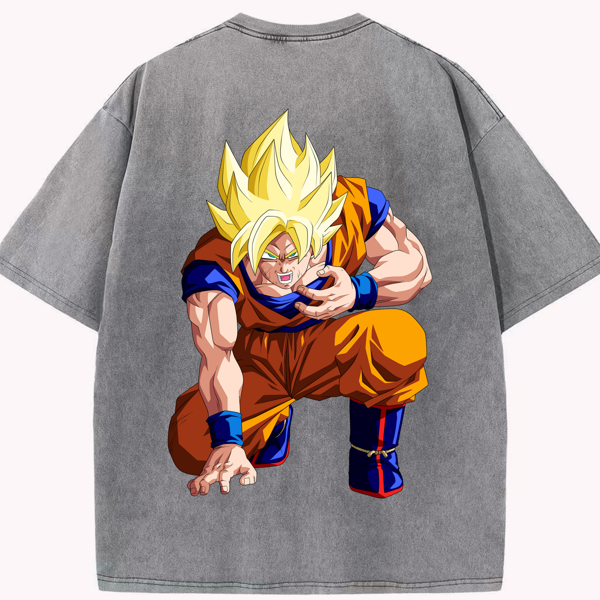 （画像用） ドラゴンボール 孫悟空（そん ごくう）Son Goku カカロット DRAGON BALL Kakarotto 綿100% ヴィンテージ風 半袖Tシャツ（背面プリント）