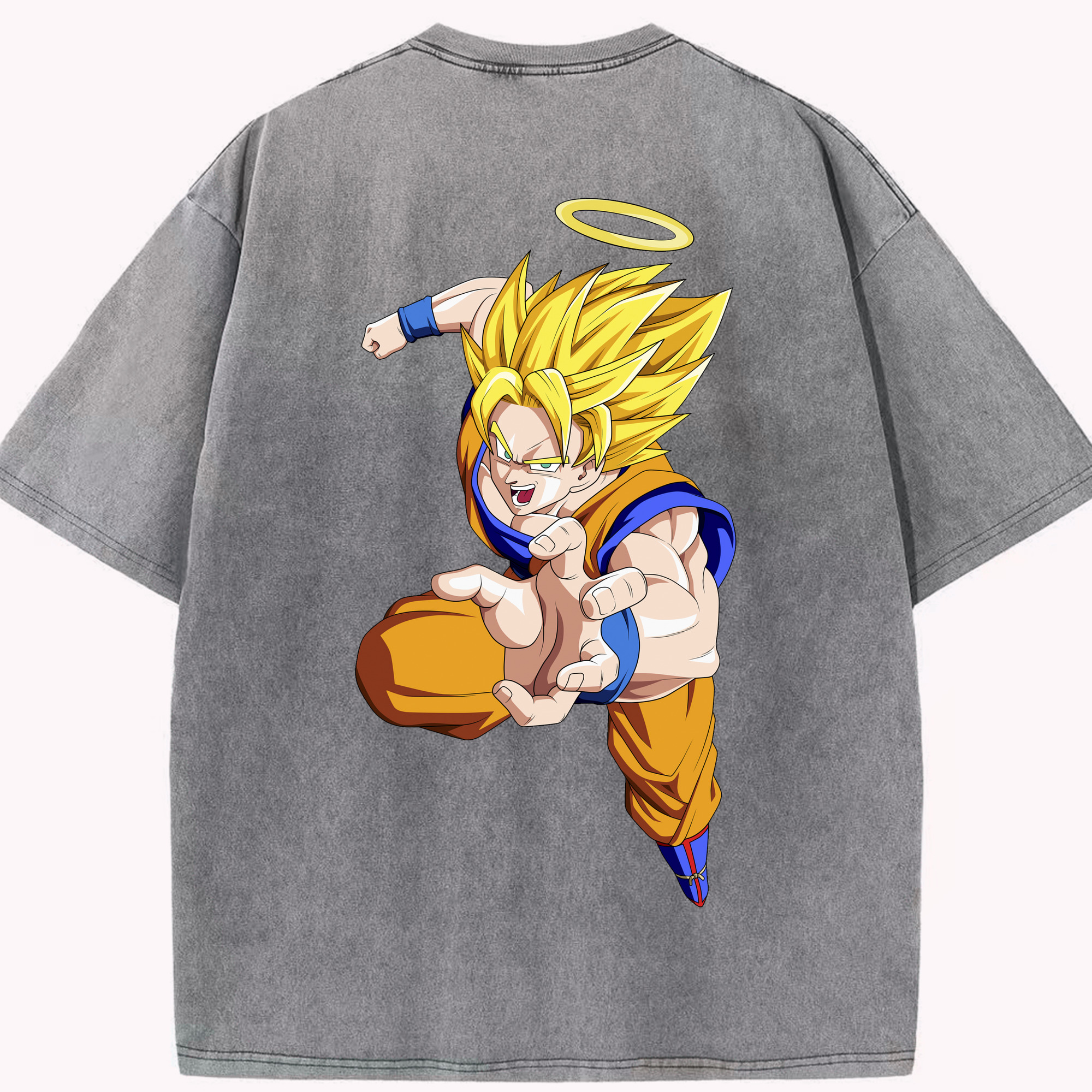 （画像用） ドラゴンボール 孫悟空（そん ごくう）Son Goku カカロット DRAGON BALL Kakarotto 綿100% ヴィンテージ風 半袖Tシャツ（背面プリント）