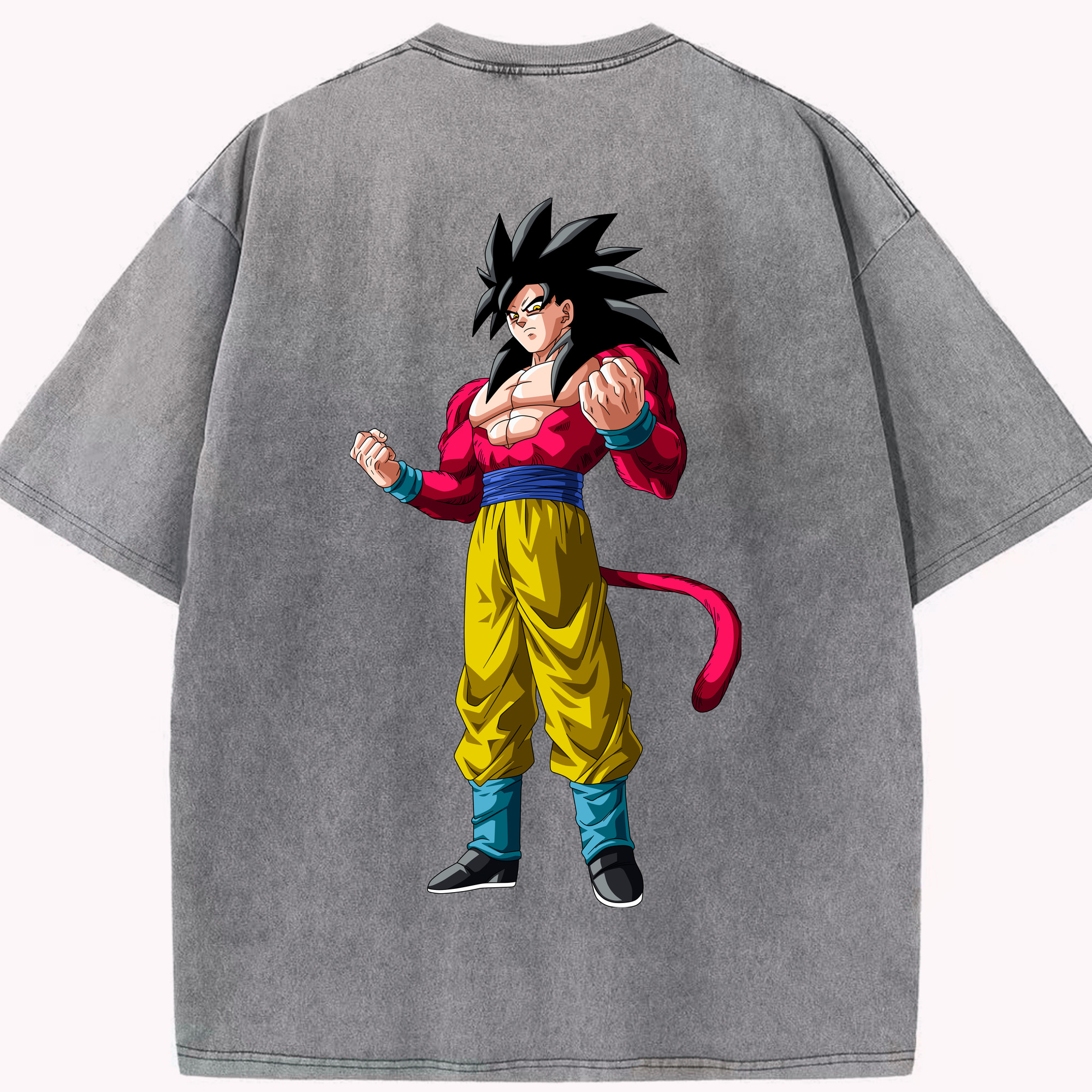 （画像用） ドラゴンボール 孫悟空（そん ごくう）Son Goku カカロット DRAGON BALL Kakarotto 綿100% ヴィンテージ風 半袖Tシャツ（背面プリント）