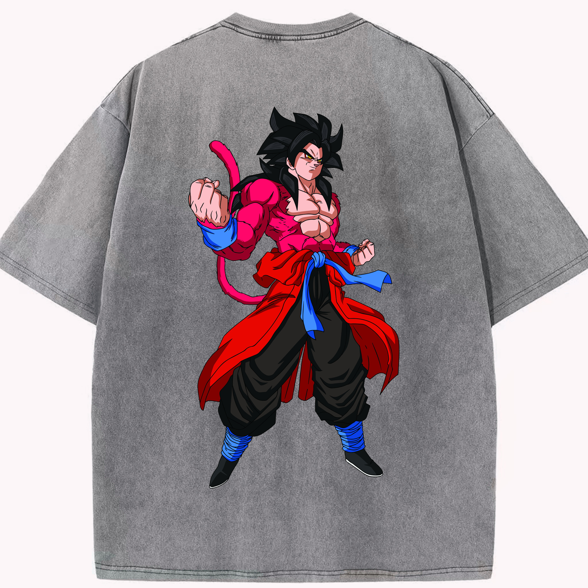 （画像用） ドラゴンボール 孫悟空（そん ごくう）Son Goku カカロット DRAGON BALL Kakarotto 綿100% ヴィンテージ風 半袖Tシャツ（背面プリント）