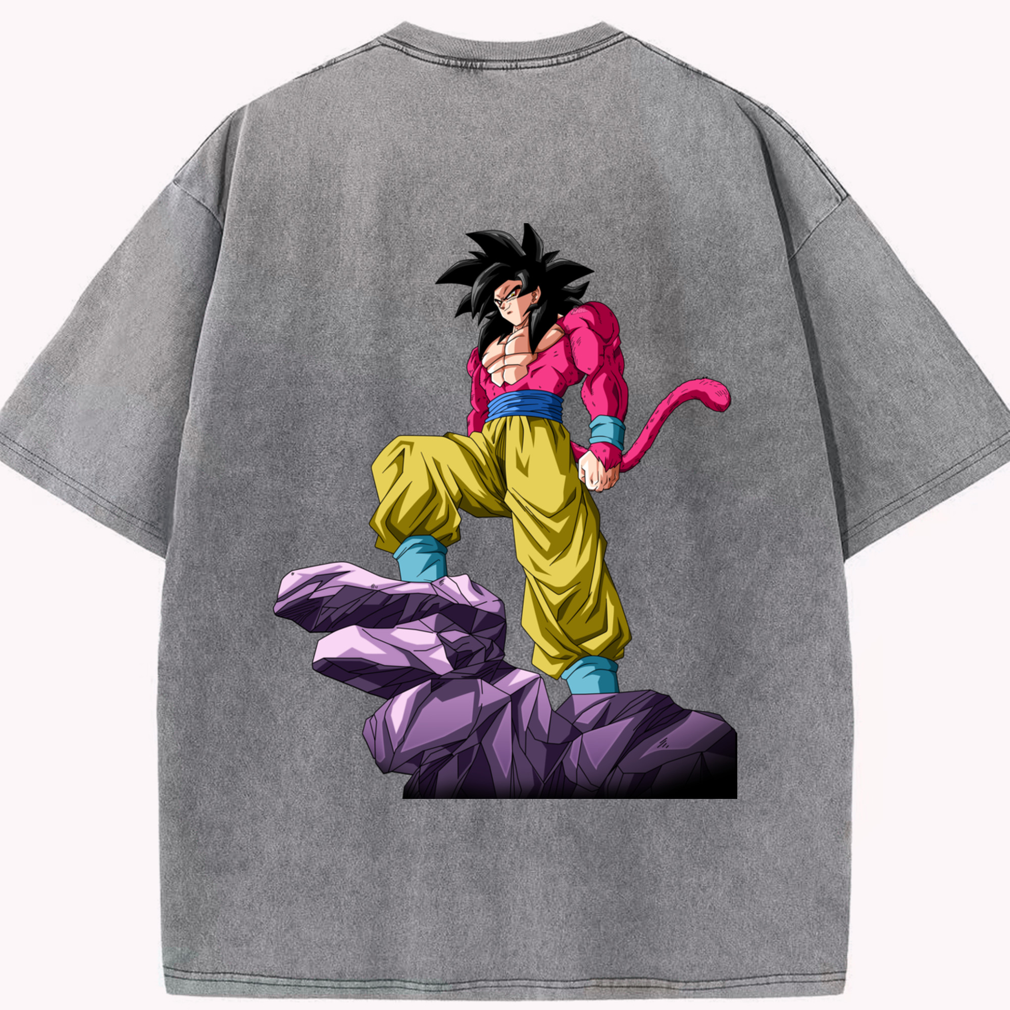 （画像用） ドラゴンボール 孫悟空（そん ごくう）Son Goku カカロット DRAGON BALL Kakarotto 綿100% ヴィンテージ風 半袖Tシャツ（背面プリント）
