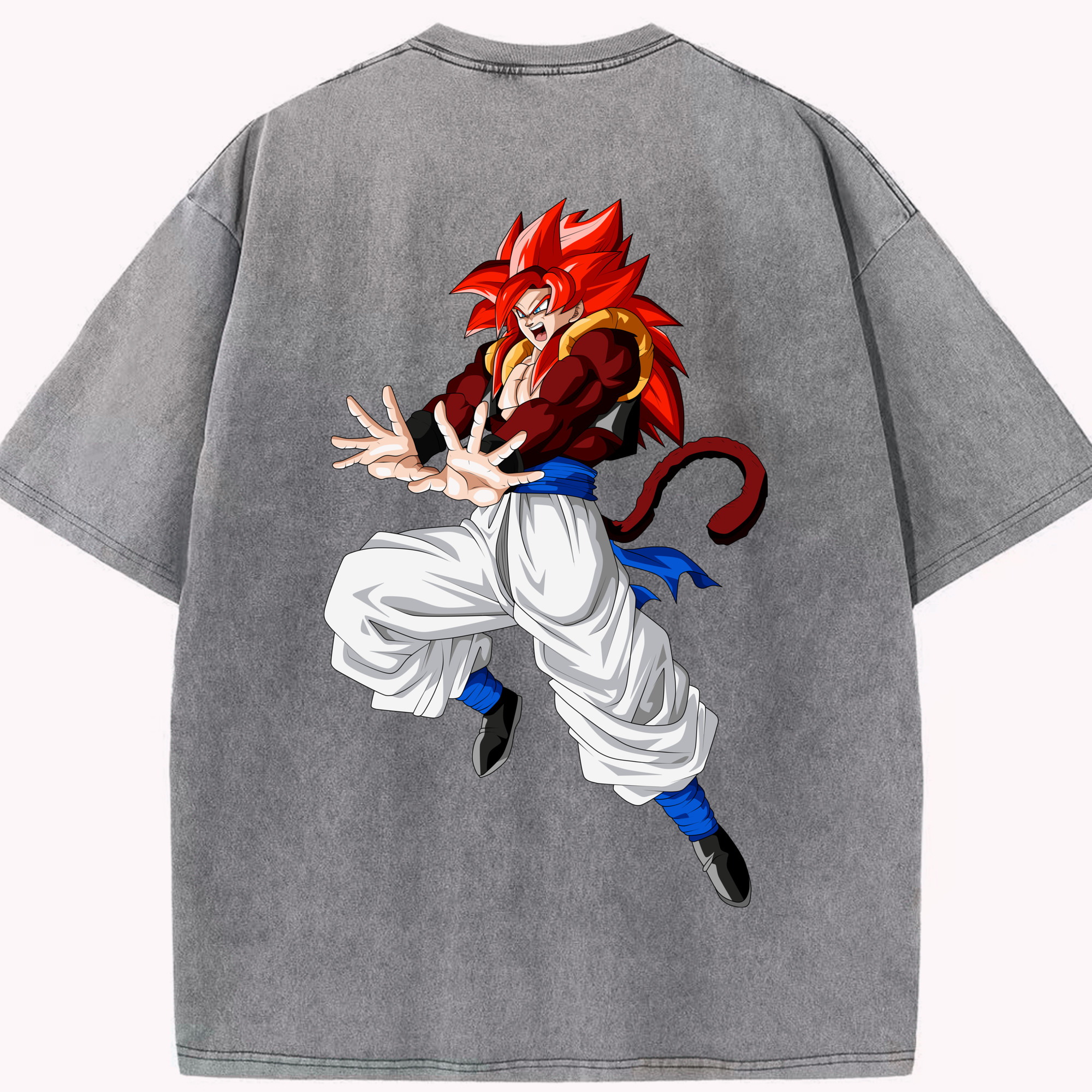 （画像用） ドラゴンボール 孫悟空（そん ごくう）Son Goku カカロット DRAGON BALL Kakarotto 綿100% ヴィンテージ風 半袖Tシャツ（背面プリント）