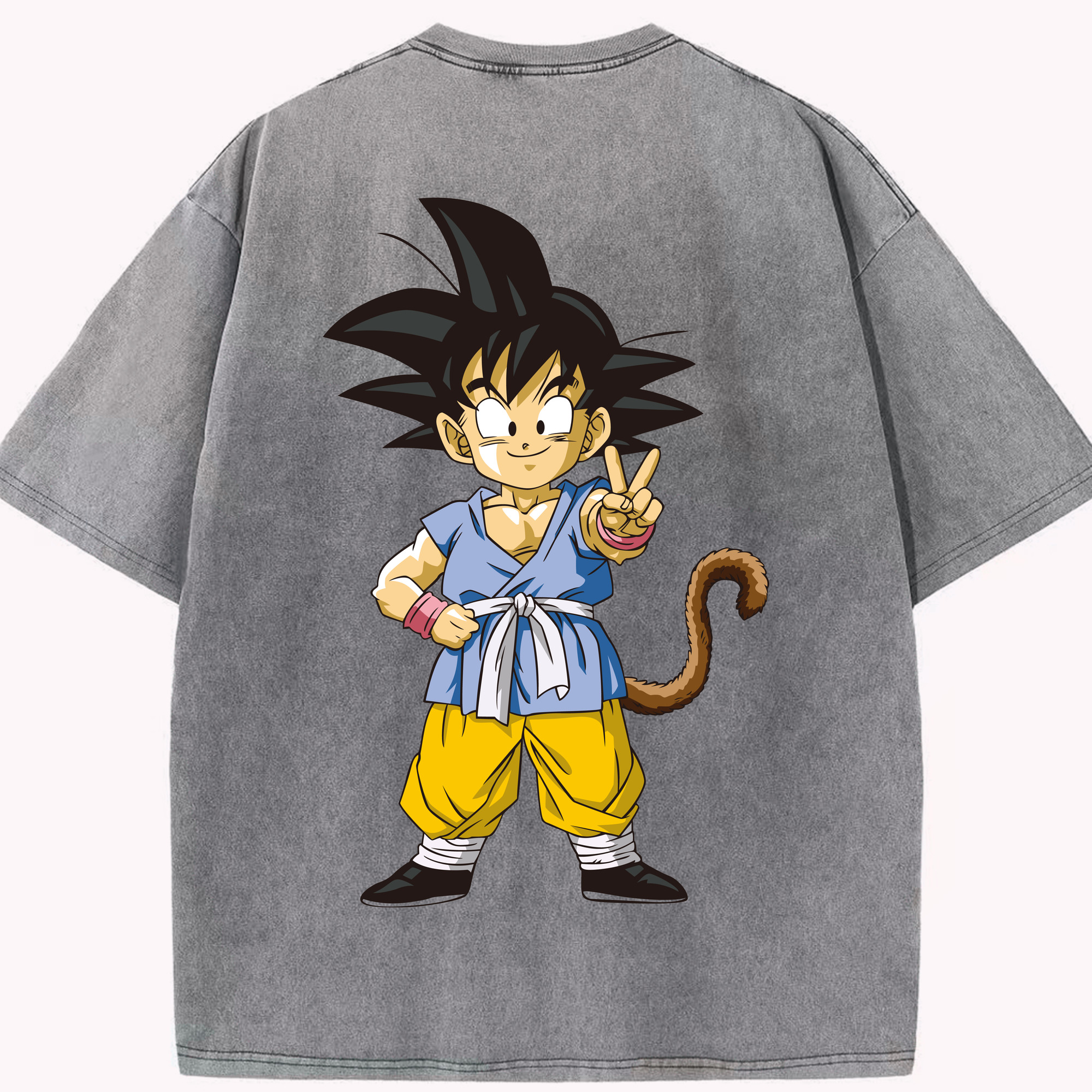 （画像用） ドラゴンボール 孫悟空（そん ごくう）Son Goku カカロット DRAGON BALL Kakarotto 綿100% ヴィンテージ風 半袖Tシャツ（背面プリント）