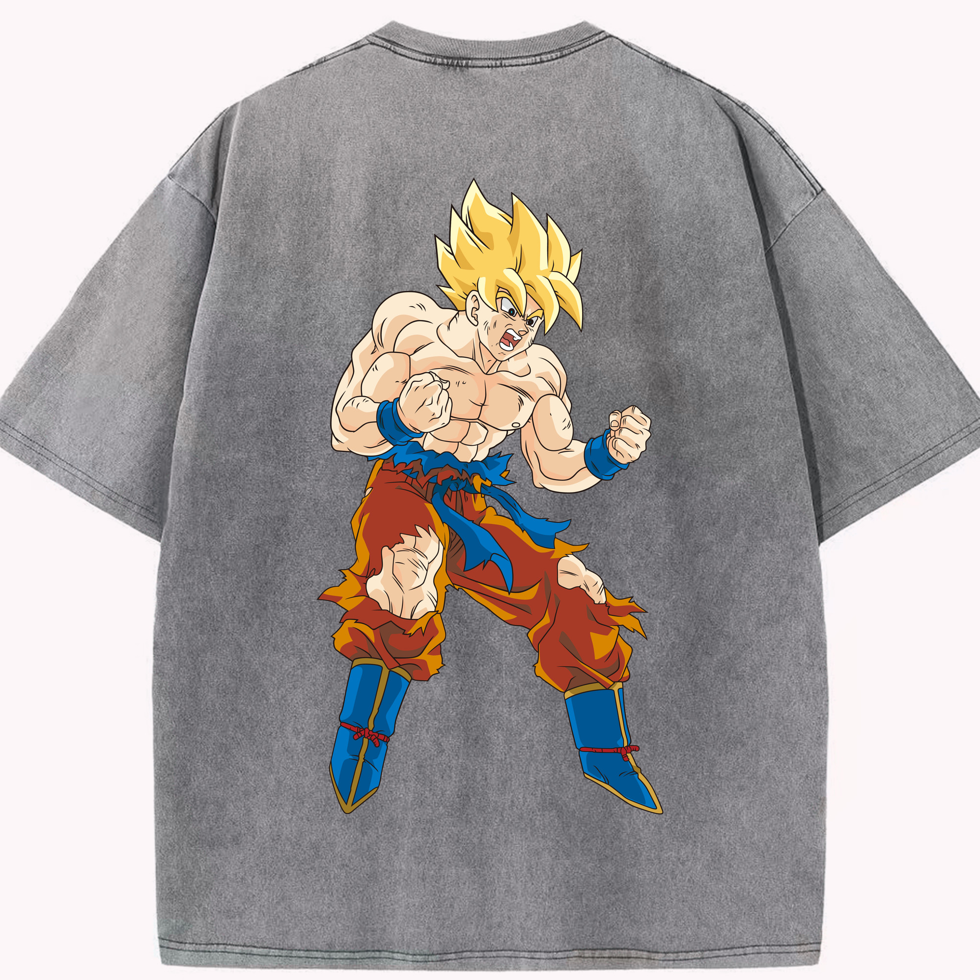 （画像用） ドラゴンボール 孫悟空（そん ごくう）Son Goku カカロット DRAGON BALL Kakarotto 綿100% ヴィンテージ風 半袖Tシャツ（背面プリント）