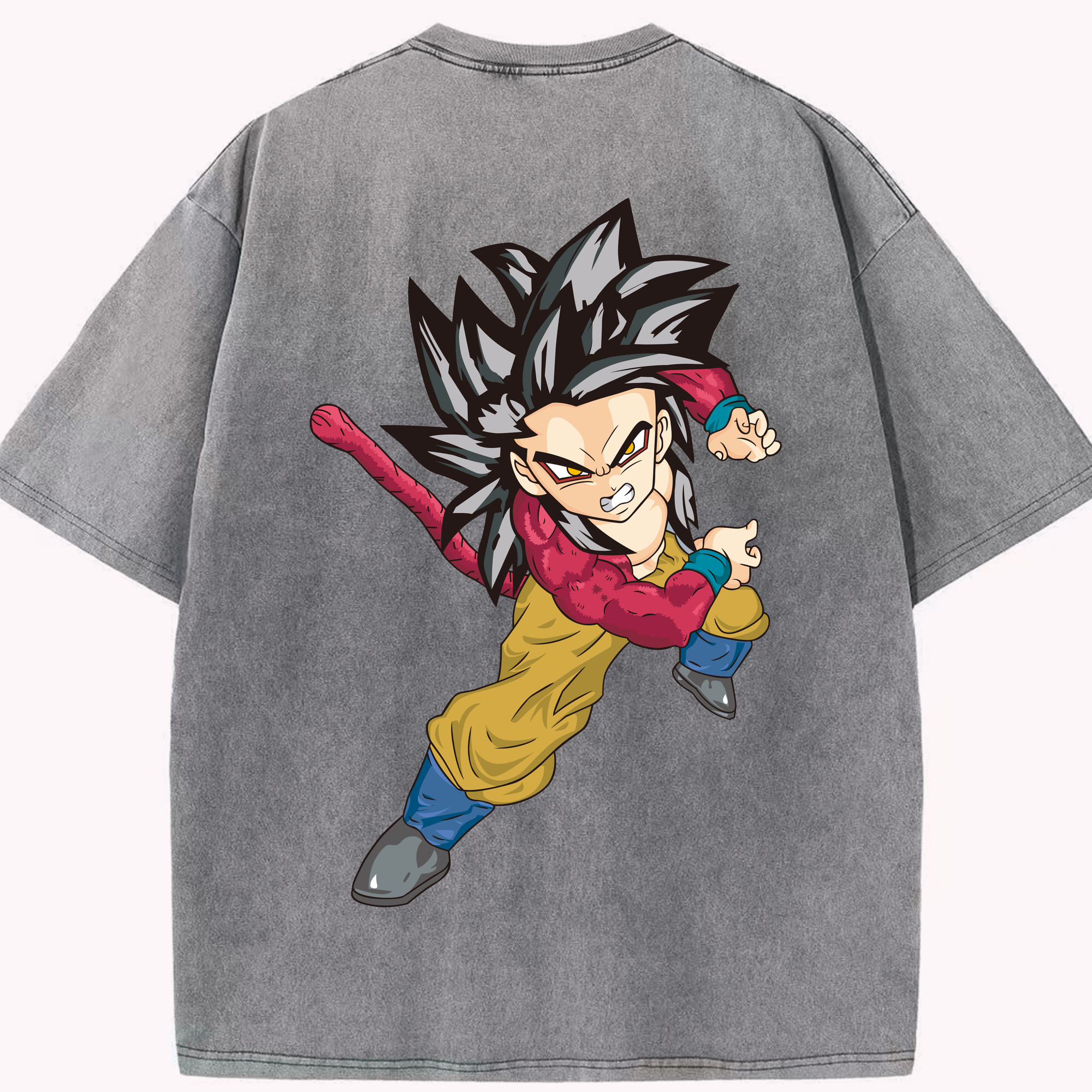 （画像用） ドラゴンボール 孫悟空（そん ごくう）Son Goku カカロット DRAGON BALL Kakarotto 綿100% ヴィンテージ風 半袖Tシャツ（背面プリント）