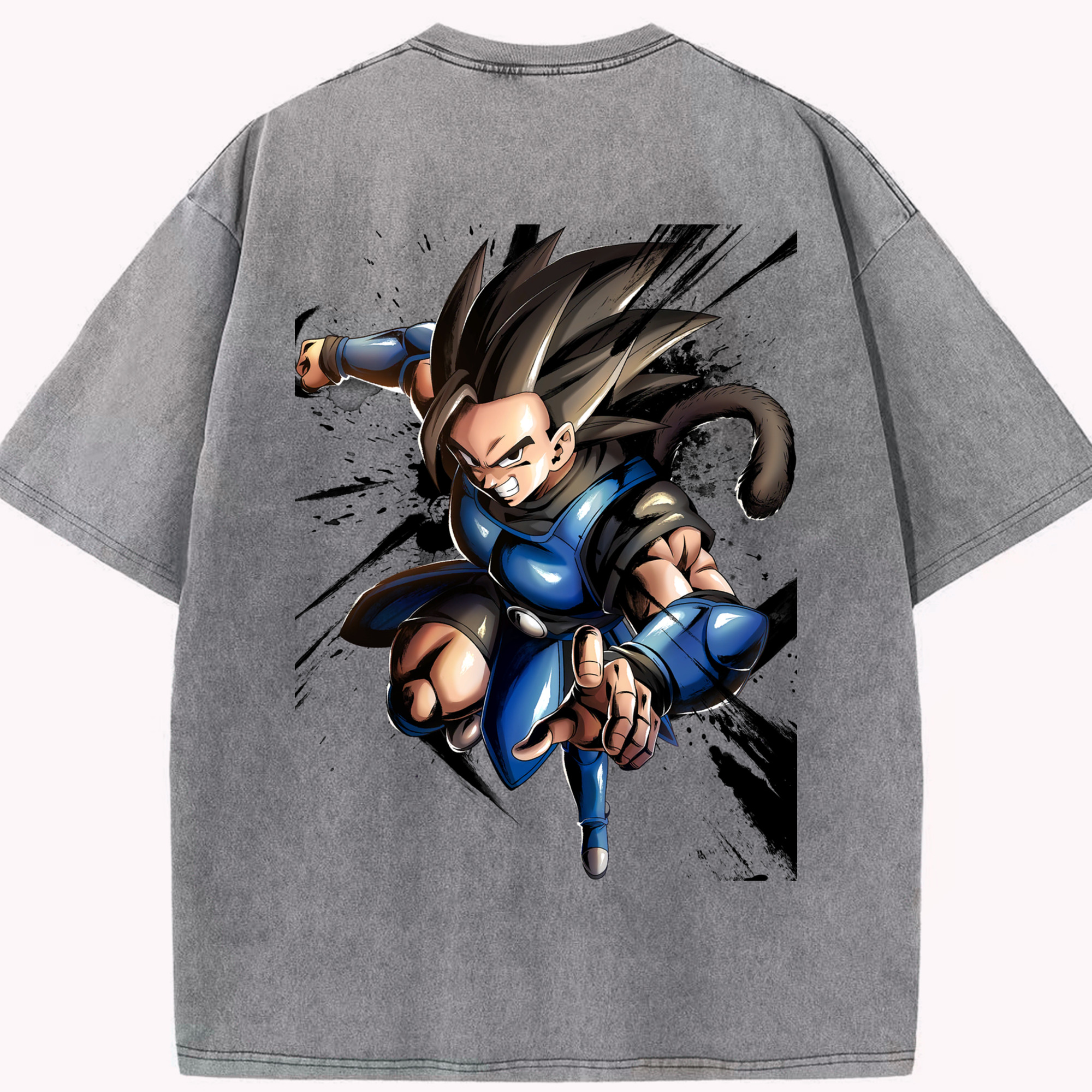 （画像用） ドラゴンボール ベジータ四世（Bejīta Yonsei）DRAGON BALL Vegeta IV 綿100% ヴィンテージ風 半袖Tシャツ（背面プリント）