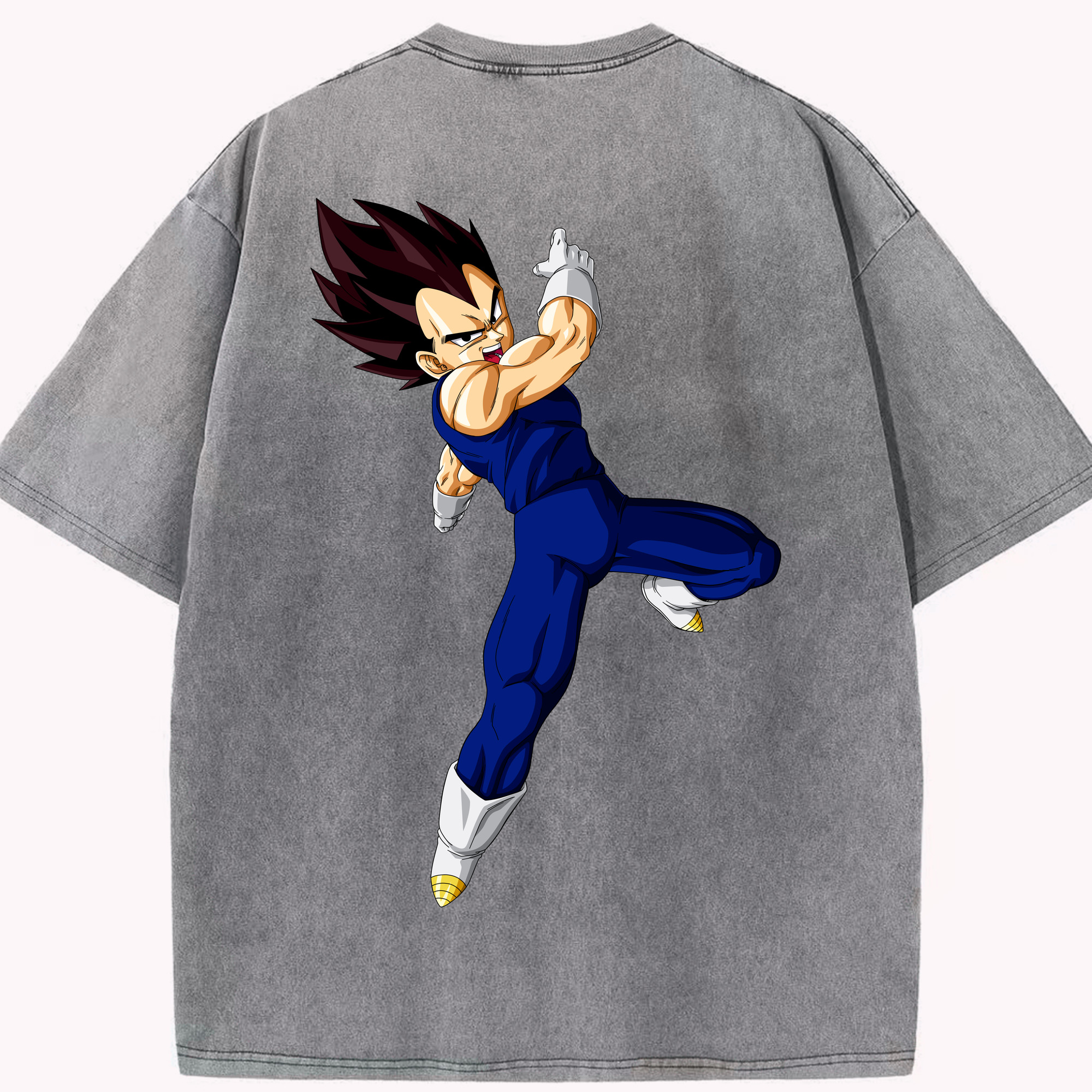 （画像用） ドラゴンボール ベジータ四世（Bejīta Yonsei）DRAGON BALL Vegeta IV 綿100% ヴィンテージ風 半袖Tシャツ（背面プリント）