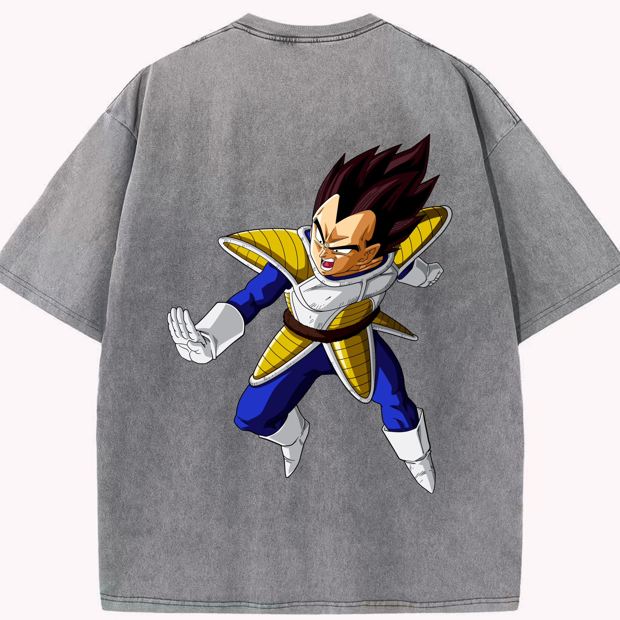 （画像用） ドラゴンボール ベジータ四世（Bejīta Yonsei）DRAGON BALL Vegeta IV 綿100% ヴィンテージ風 半袖Tシャツ（背面プリント）