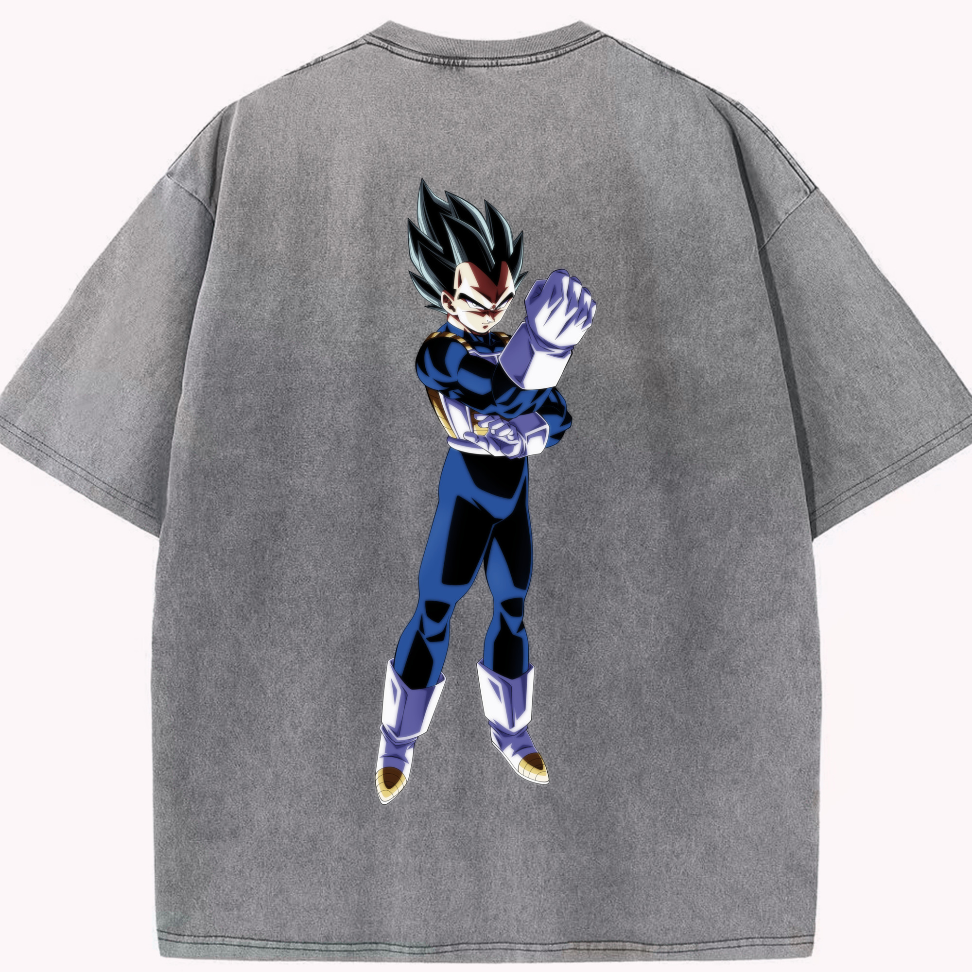 （画像用） ドラゴンボール ベジータ四世（Bejīta Yonsei）DRAGON BALL Vegeta IV 綿100% ヴィンテージ風 半袖Tシャツ（背面プリント）