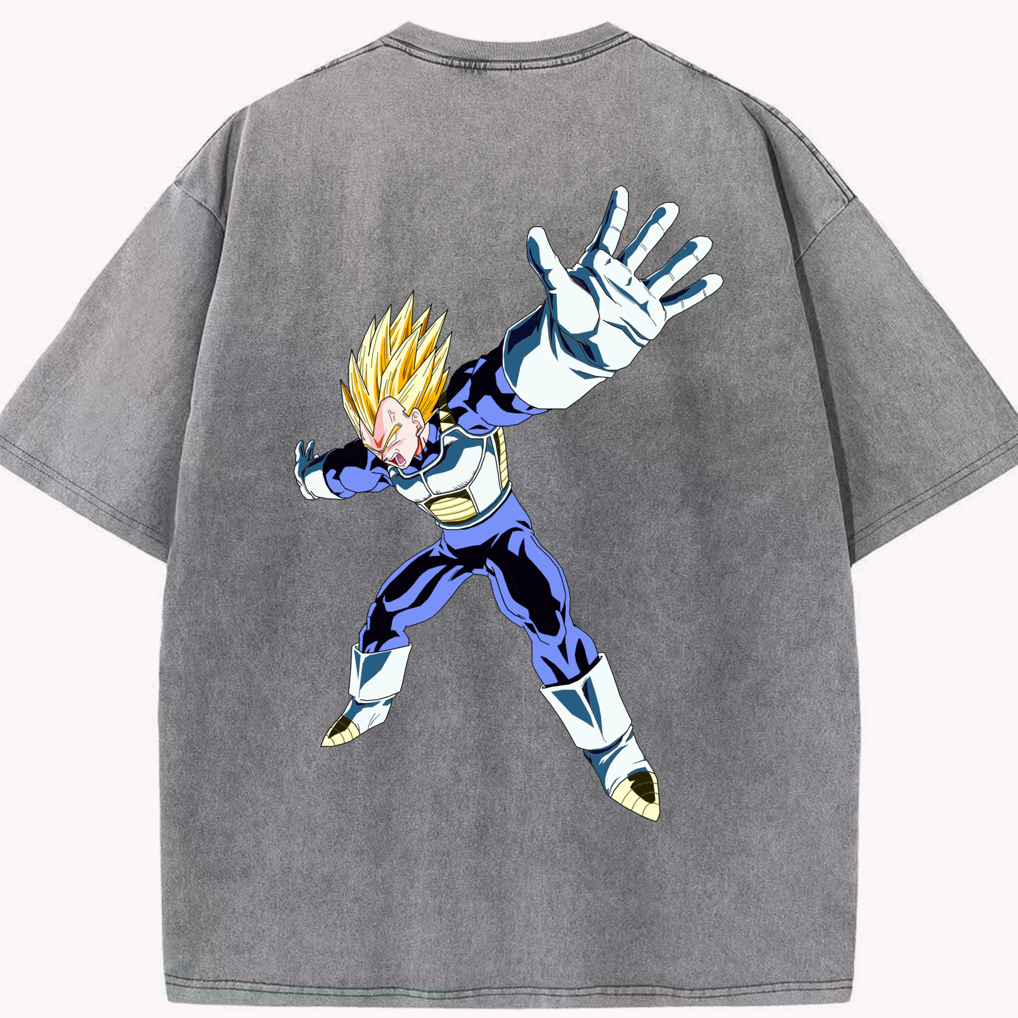 （画像用） ドラゴンボール ベジータ四世（Bejīta Yonsei）DRAGON BALL Vegeta IV 綿100% ヴィンテージ風 半袖Tシャツ（背面プリント）