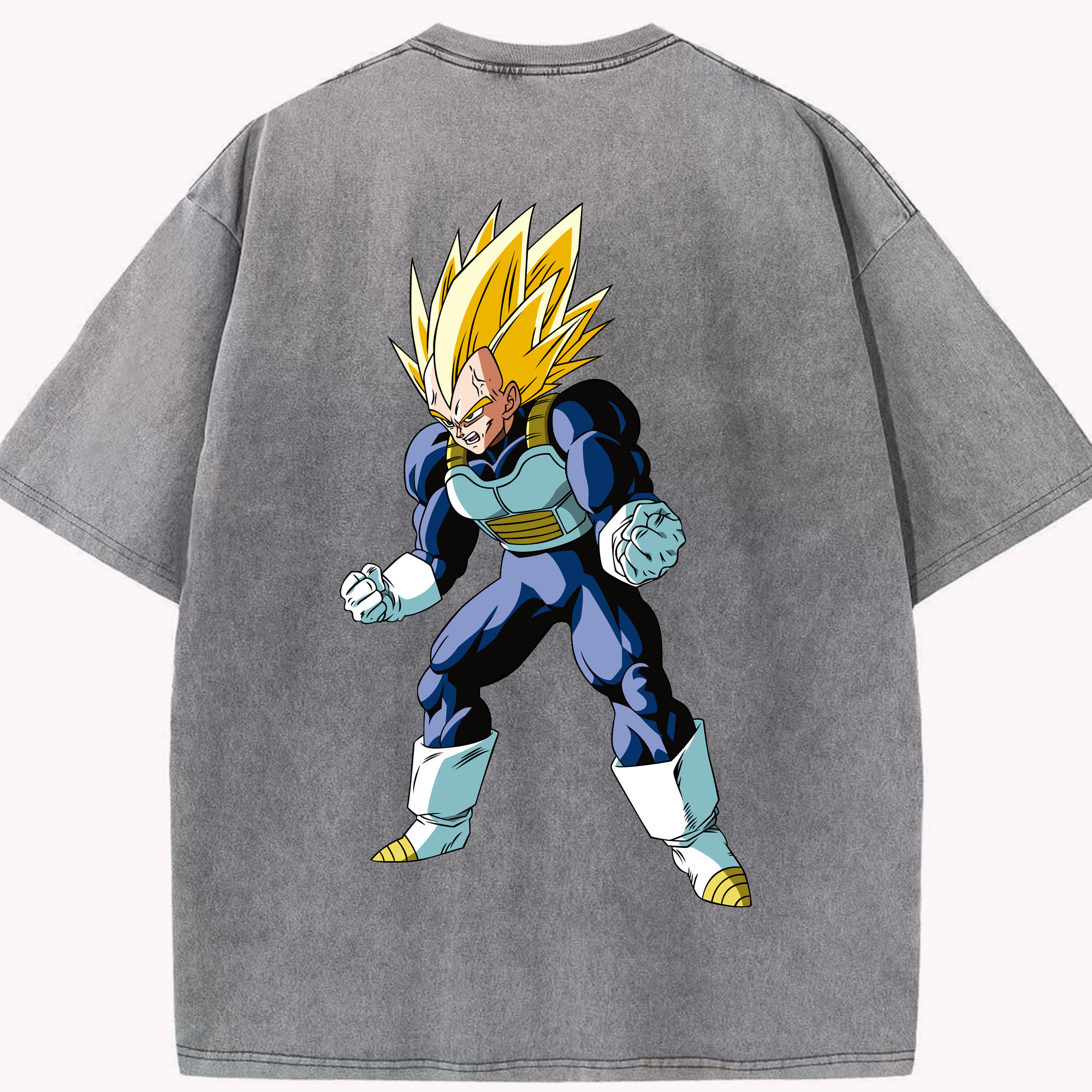 （画像用） ドラゴンボール ベジータ四世（Bejīta Yonsei）DRAGON BALL Vegeta IV 綿100% ヴィンテージ風 半袖Tシャツ（背面プリント）