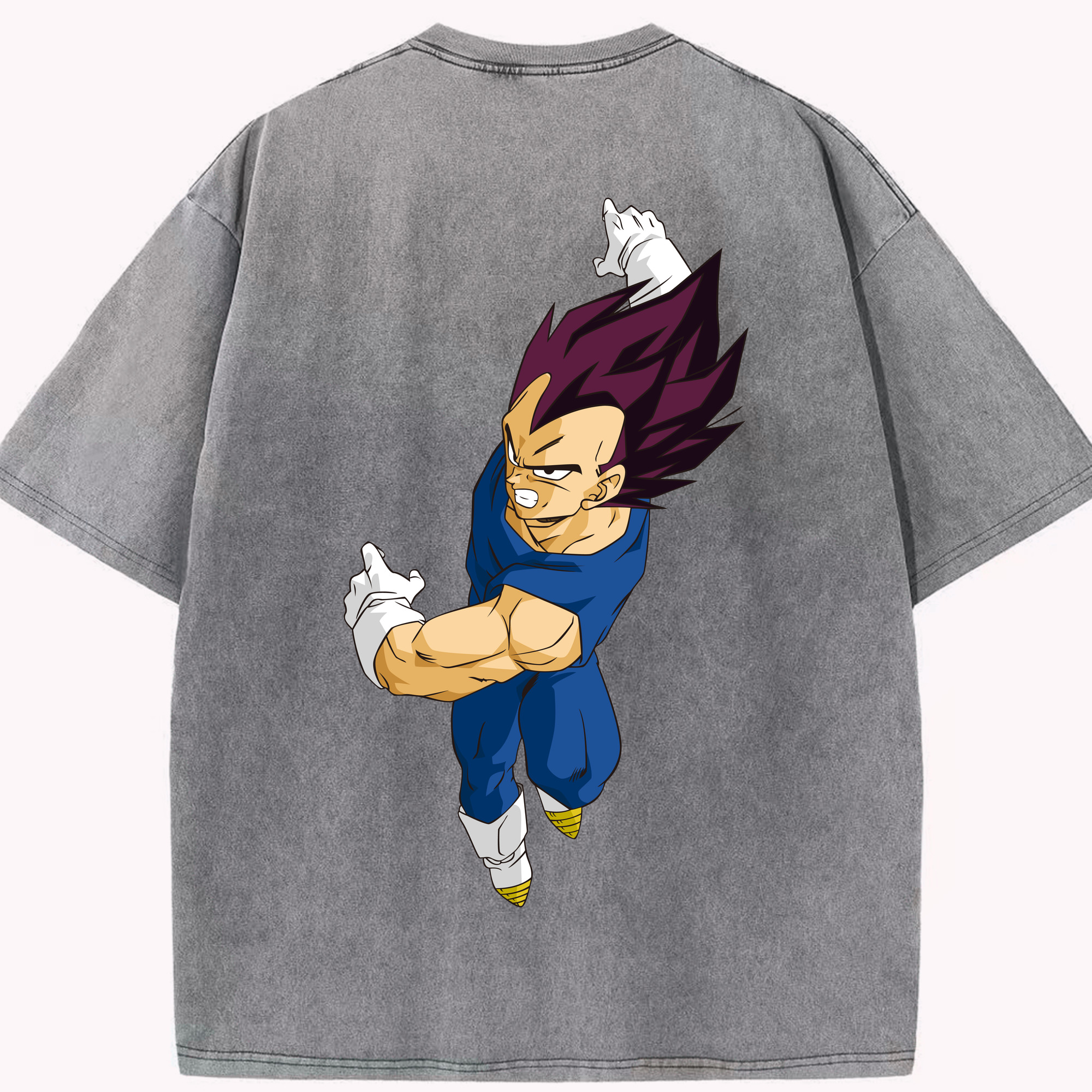 （画像用） ドラゴンボール ベジータ四世（Bejīta Yonsei）DRAGON BALL Vegeta IV 綿100% ヴィンテージ風 半袖Tシャツ（背面プリント）
