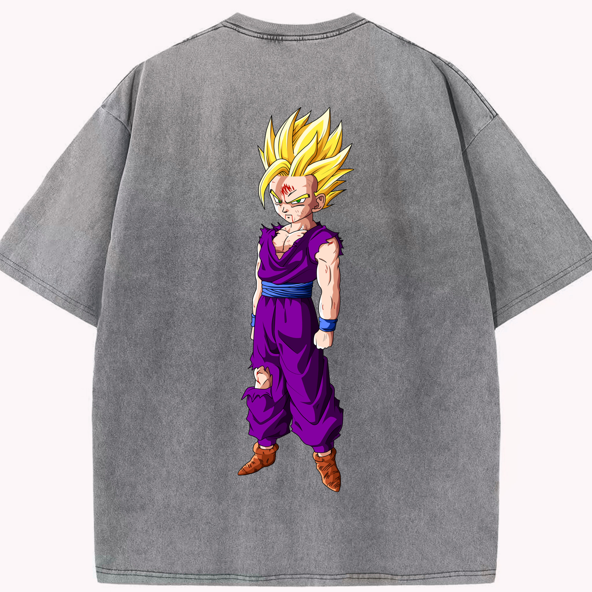 （画像用） ドラゴンボール 孫 悟飯（そんごはん）DRAGON BALL Son Gohan 綿100% ヴィンテージ風 半袖Tシャツ（背面プリント）